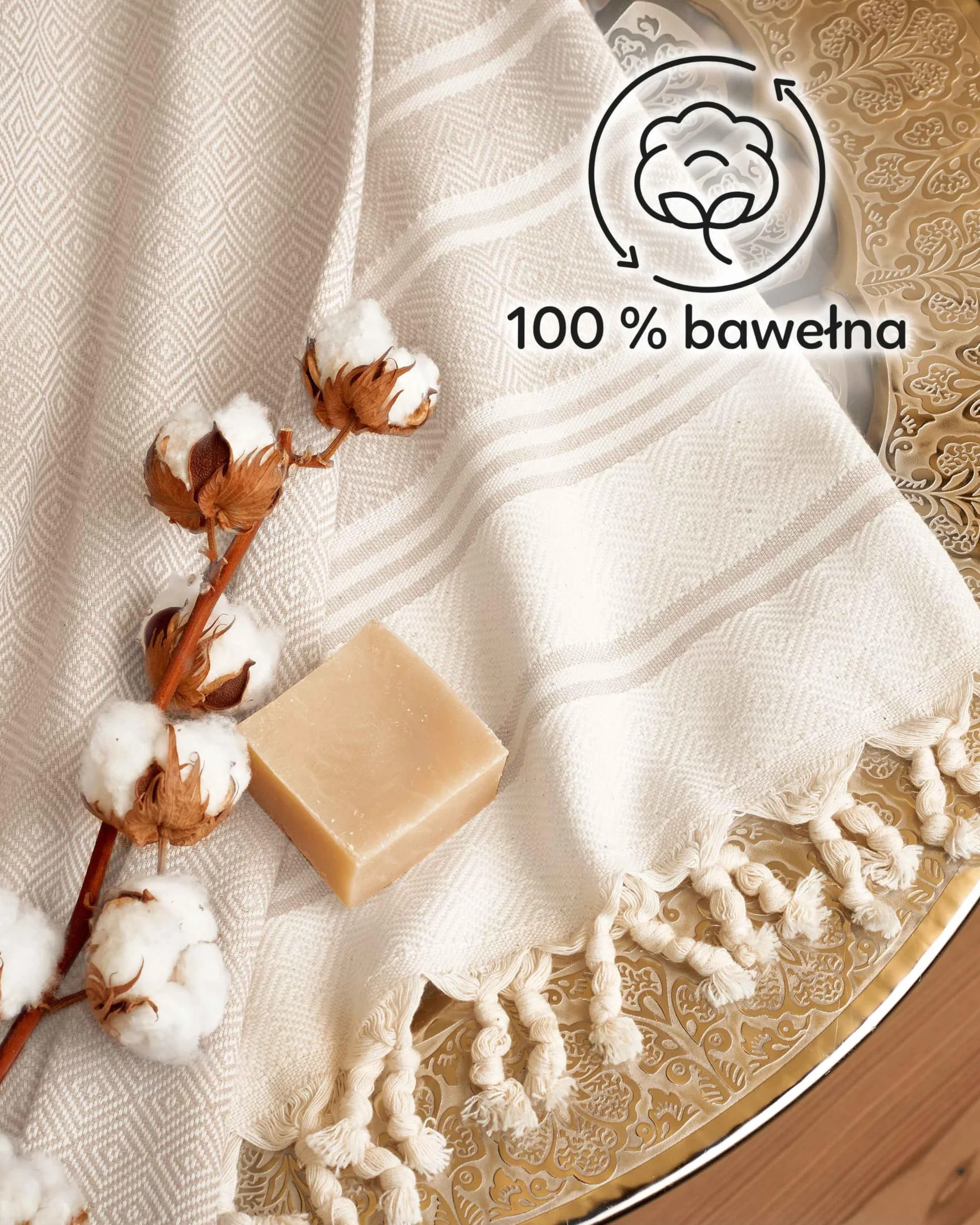 Fit-Flip Ręcznik hammam 200x200cm 100% bawełna szybkoschnący plażowy XXL