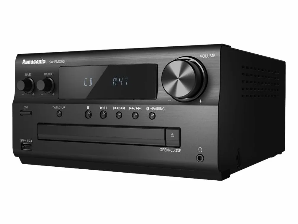 Panasonic SC-PMX90 system stereo CD (120W, 3-drożny system głośnikowy, szeroka kompatybilność, AUX-IN Auto Play, Remastering Bluetooth), czarny