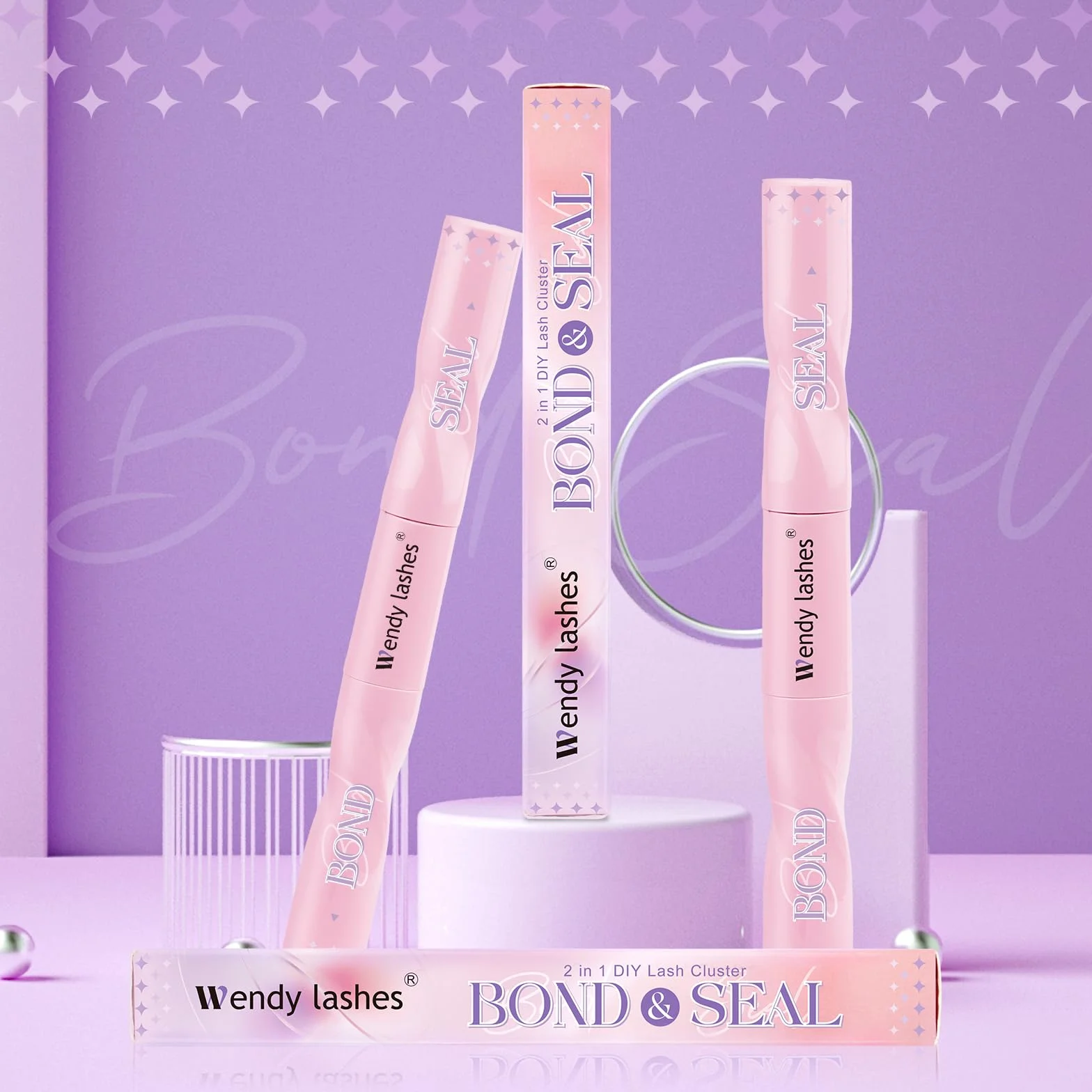Cluster Lashes Klej i uszczelnienie 2 IN 1 Lash Bond and Seal dla indywidualnych klastrów Przedłużenia rzęs Czarny Lash Bond Wodoodporny rzęs Różdżka Mocne trzymanie Klaster Klej do rzęs