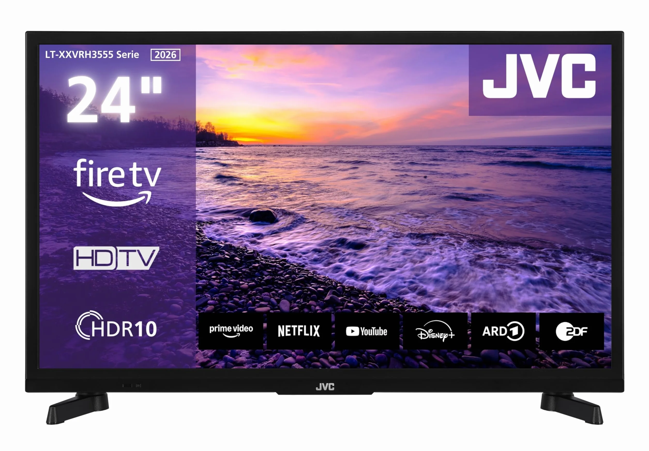 JVC Fire TV LT-24VRH3555 (2026) Fire TV, HD, Smart TV, HDR, sterowanie głosowe Alexa i potrójny tuner LED