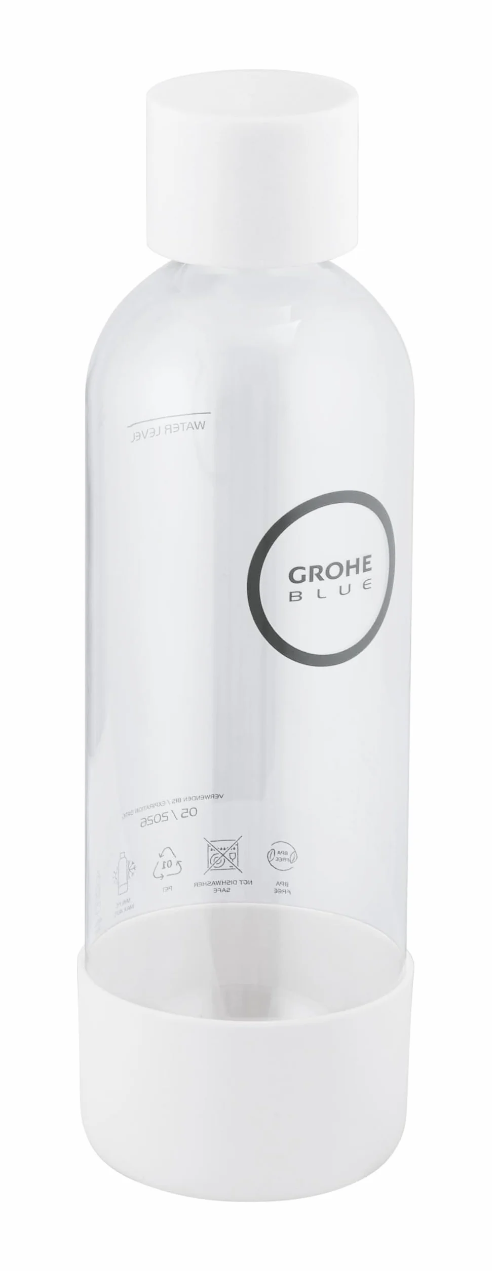 GROHE Blue Fizz 41250L00 butelka na wodę (pojemność: 850 ml, nie nadaje się do mycia w zmywarce, zamknięcie bagnetowe, kompatybilna z saturatorem Blue Fizz), biała