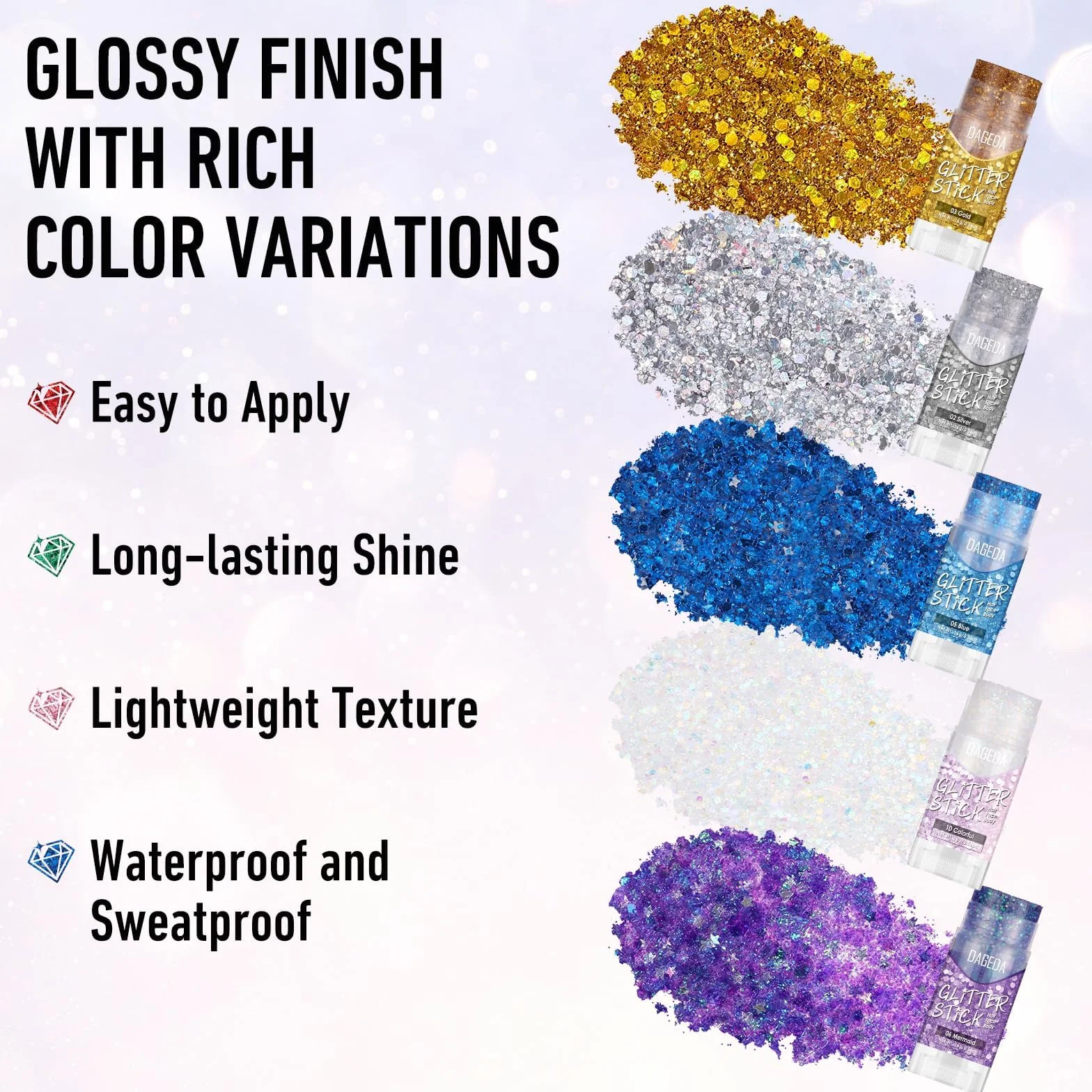 Prreal Fantasy Body Glitter Stick, Chunky Face Glitter Makeup for Kids and Women, holograficzne cekiny do rave accessories, Singer Concert Hair Sparkles Carnival Festival Stroje dla kobiet, 14