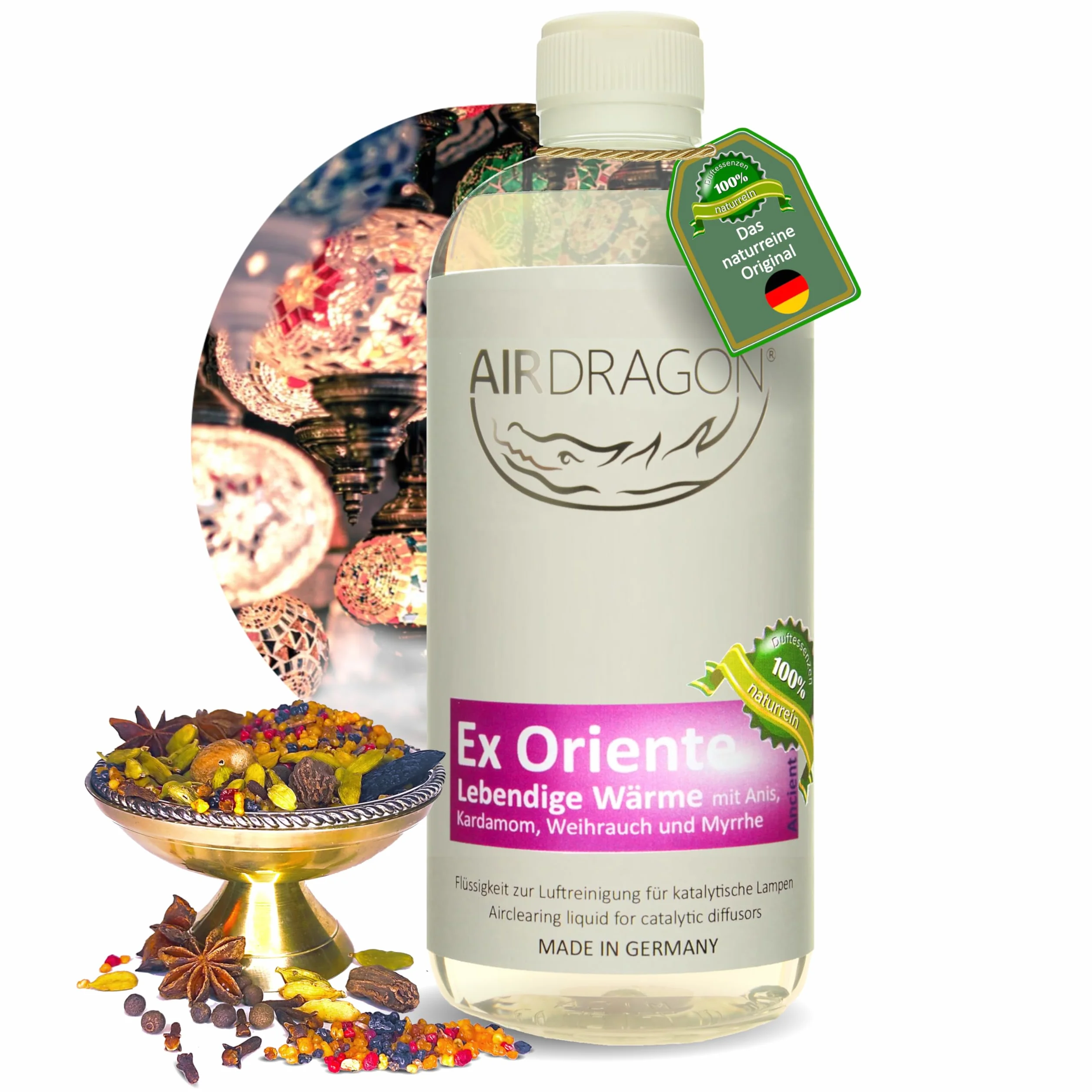 AIRDRAGON® Exorient • Do każdej lampy katalitycznej • bez sztucznych substancji zapachowych • 200 ml naturalny zapach do pomieszczeń