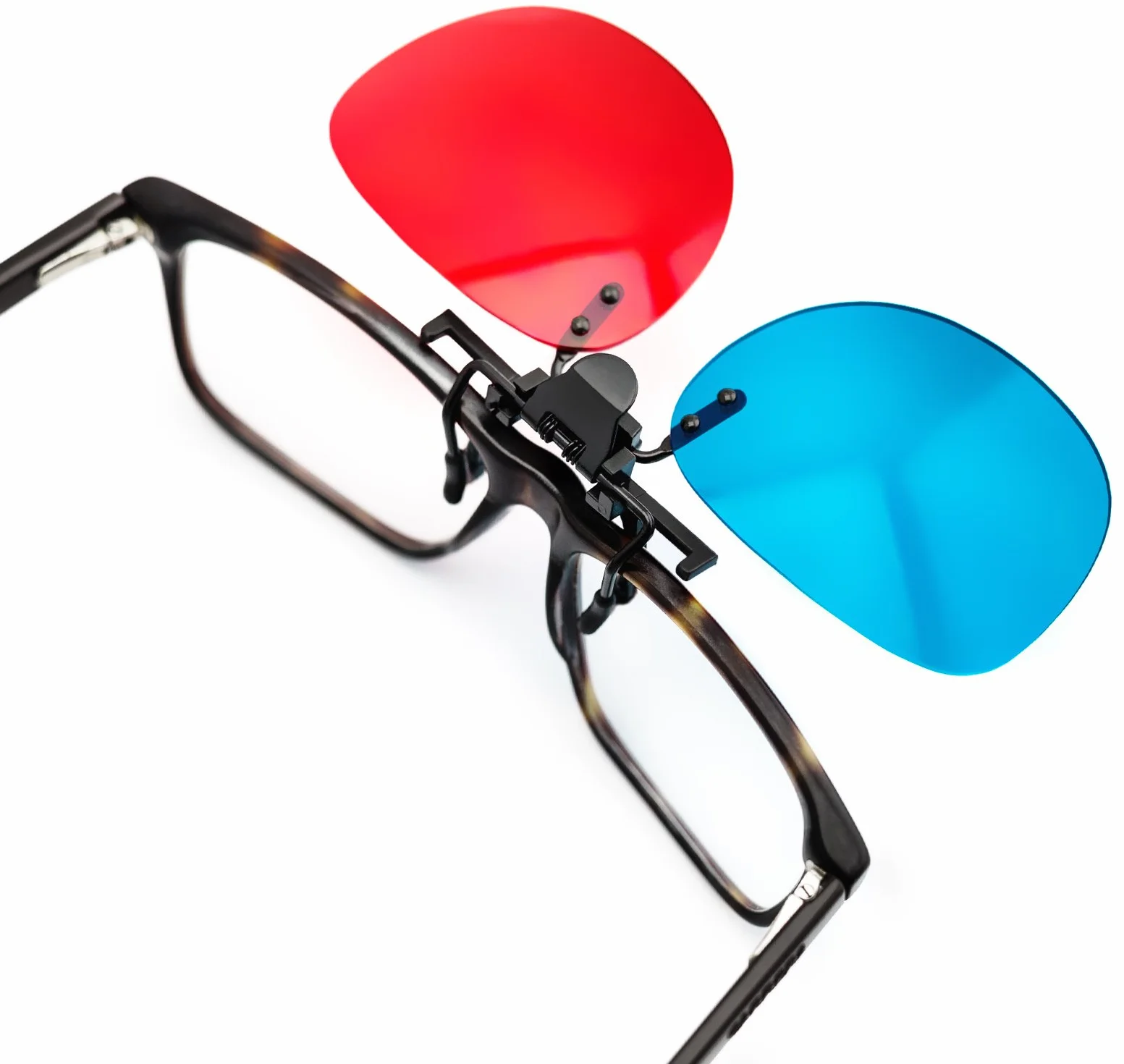 Okulary 3D Clip-On czerwone/niebieskie (okulary anaglifowe 3D) dla osób noszących okulary, telewizor, gry komputerowe itp.