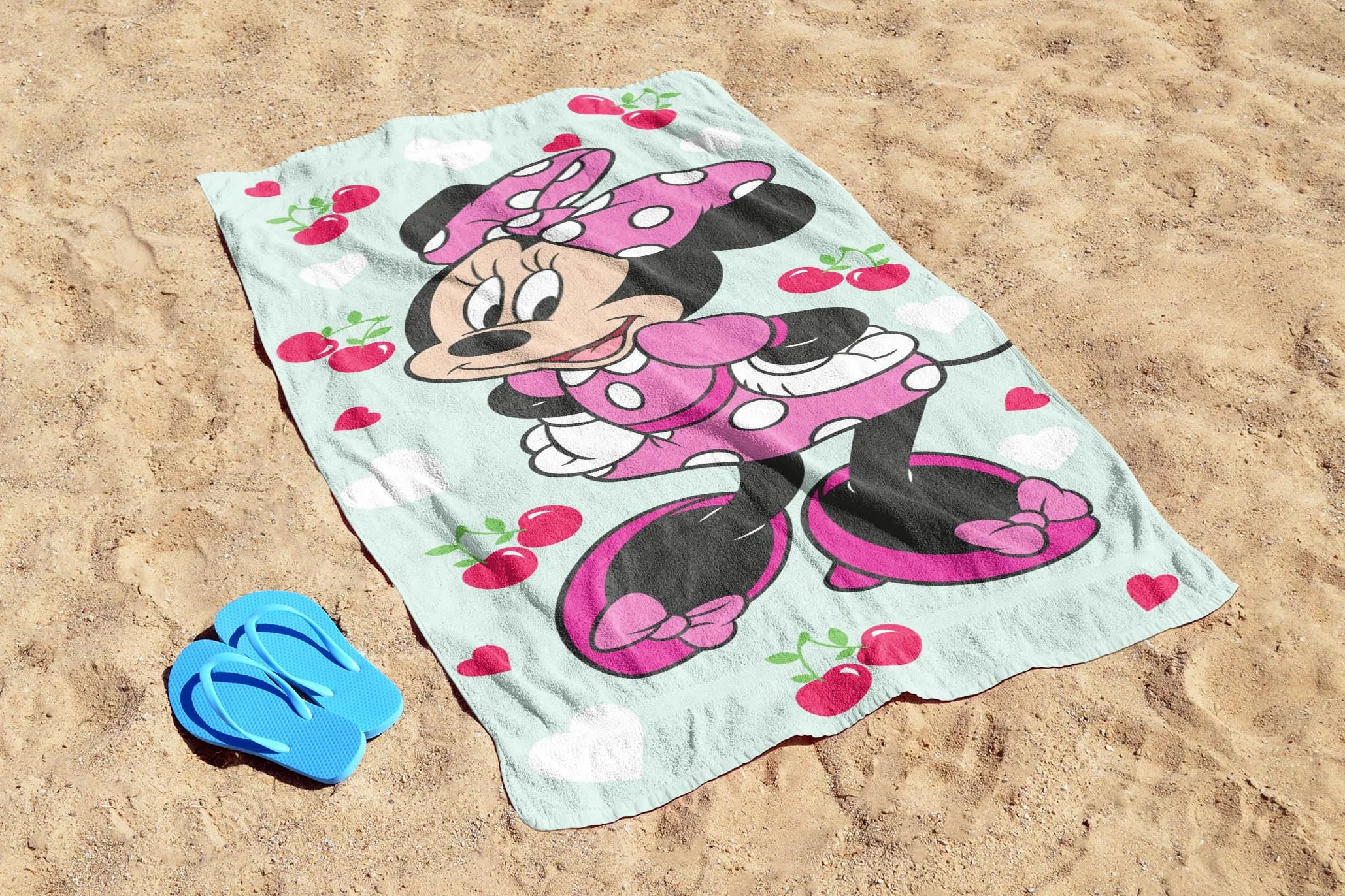 Jay Franco Disney Minnie Mouse 100% bawełniany ręcznik plażowy 71 x 147 cm miękki ręcznik kąpielowy zielony