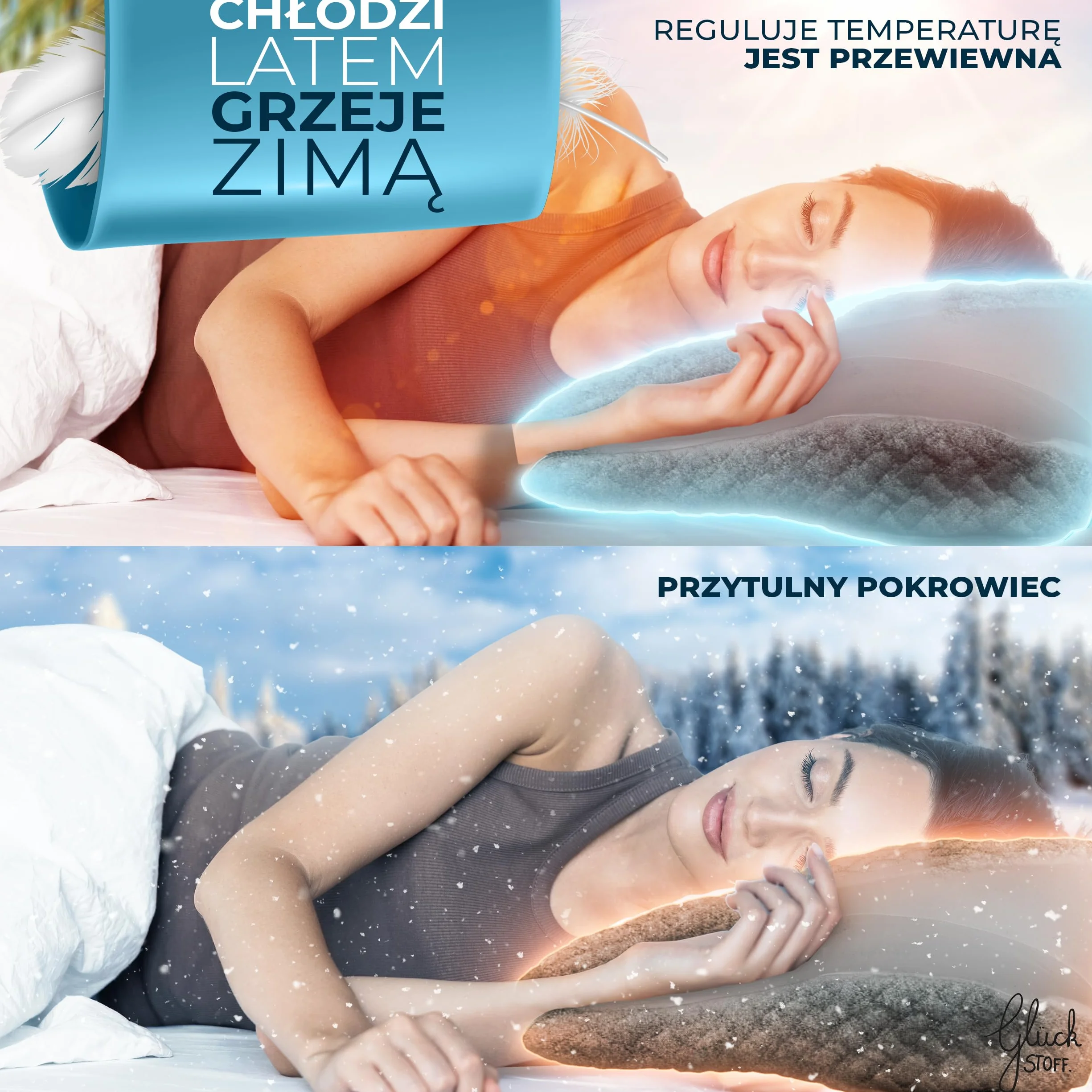 GLÜCKSTOFF Memory Foam Poduszka Ergonomiczna Miękka Oddychająca z Pokrowcem z Bambusa