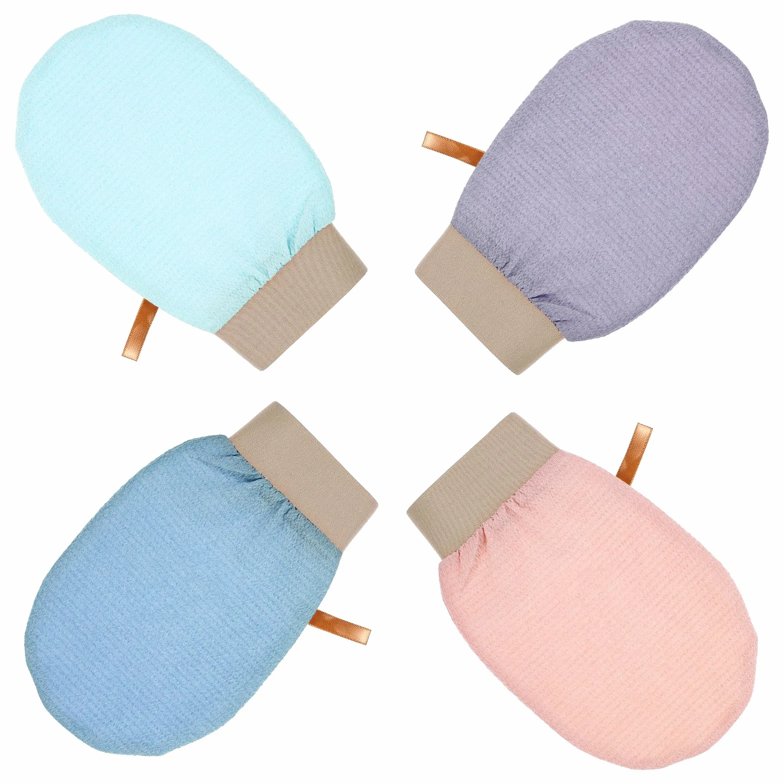 4 sztuki rękawic do peelingu hamam, rękawice do peelingu, unisex, rękawice do peelingu ciała, rękawice Kessa do wspomagania krążenia krwi i usuwania łupieżu, wielokolorowe