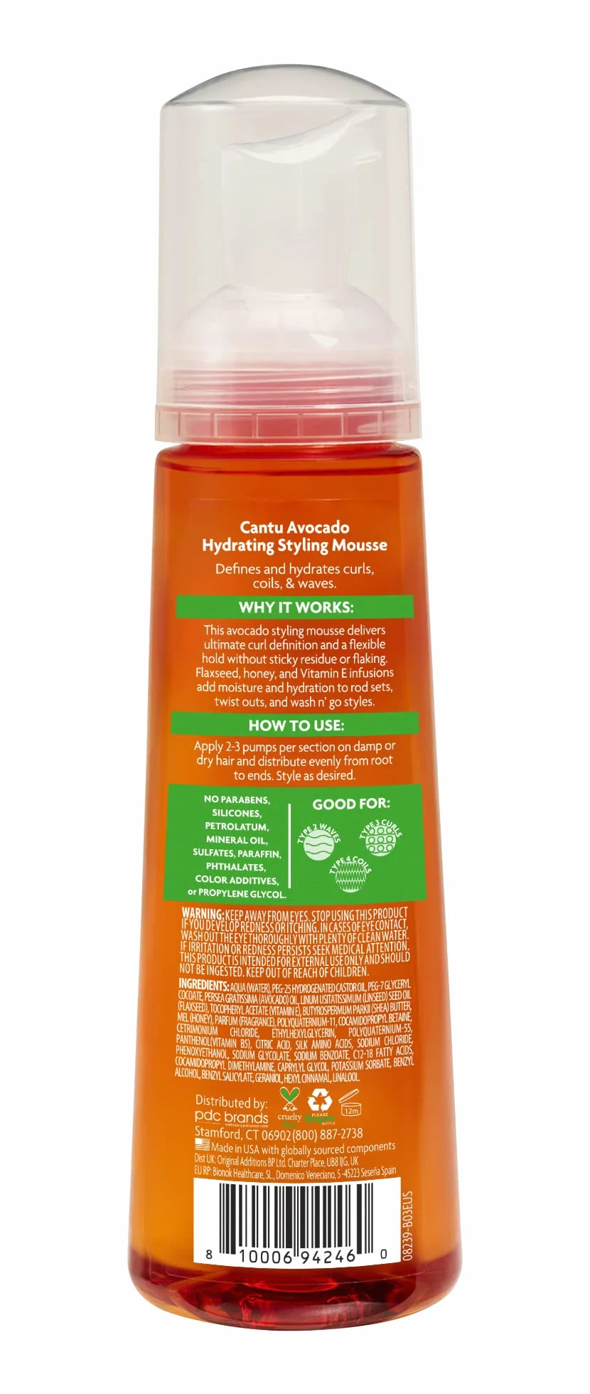 CANTU Nawilżający mus do stylizacji z awokado 248 ml, przezroczysty (opakowanie może się różnić)