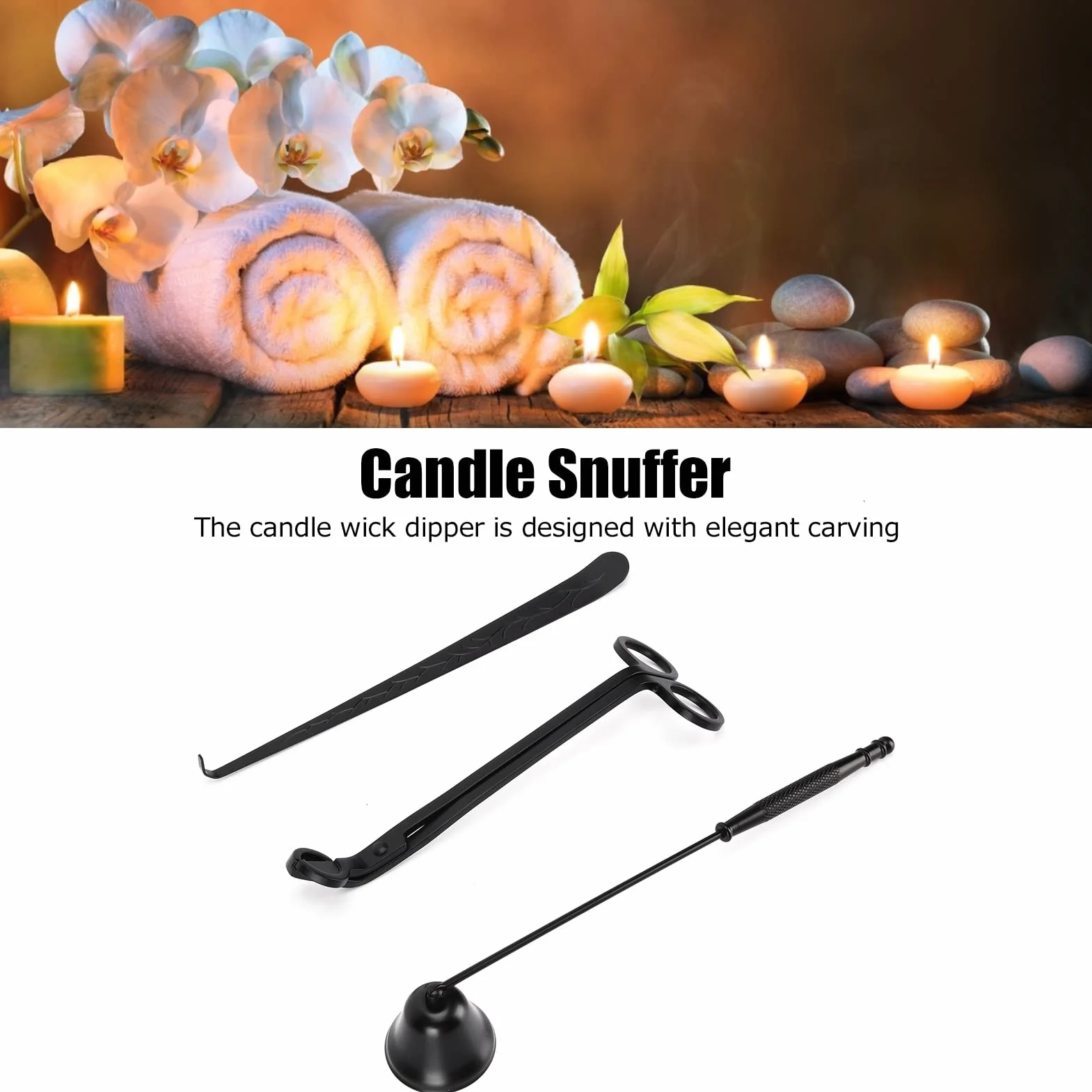 Havdalah Candle Snuffer Czarny Zestaw Akcesoriów