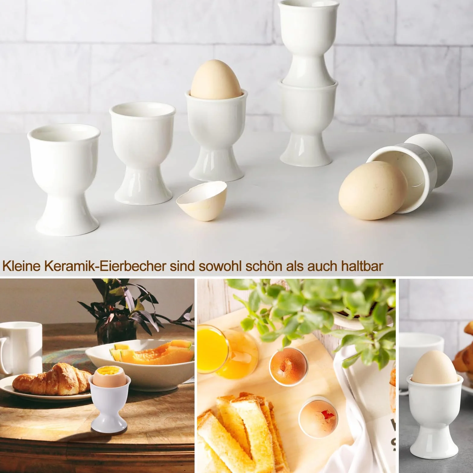 Porcelanowe kieliszki do jajek 6 sztuk 7x5,2 cm białe ceramiczne