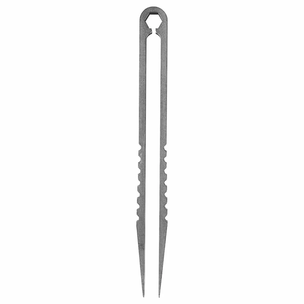 Alomejor EDC Titanium mini pęseta z precyzyjnymi ząbkowanymi końcówkami, do kuchni ogrodowej, wewnątrz i na zewnątrz