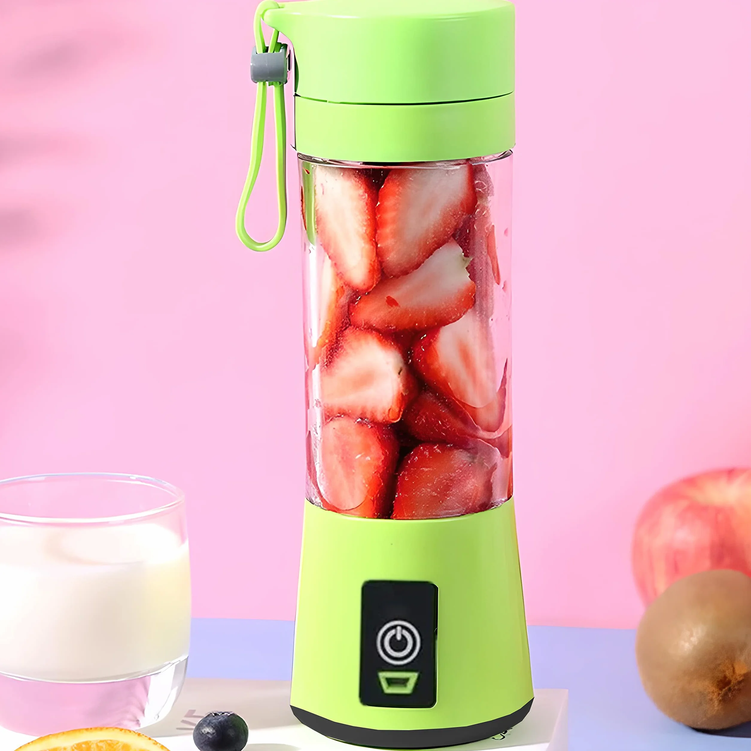 Retoo Przenośny Mikser USB 1500 mAh 380 ml 4 ostrza do smoothie, koktajli, zielony