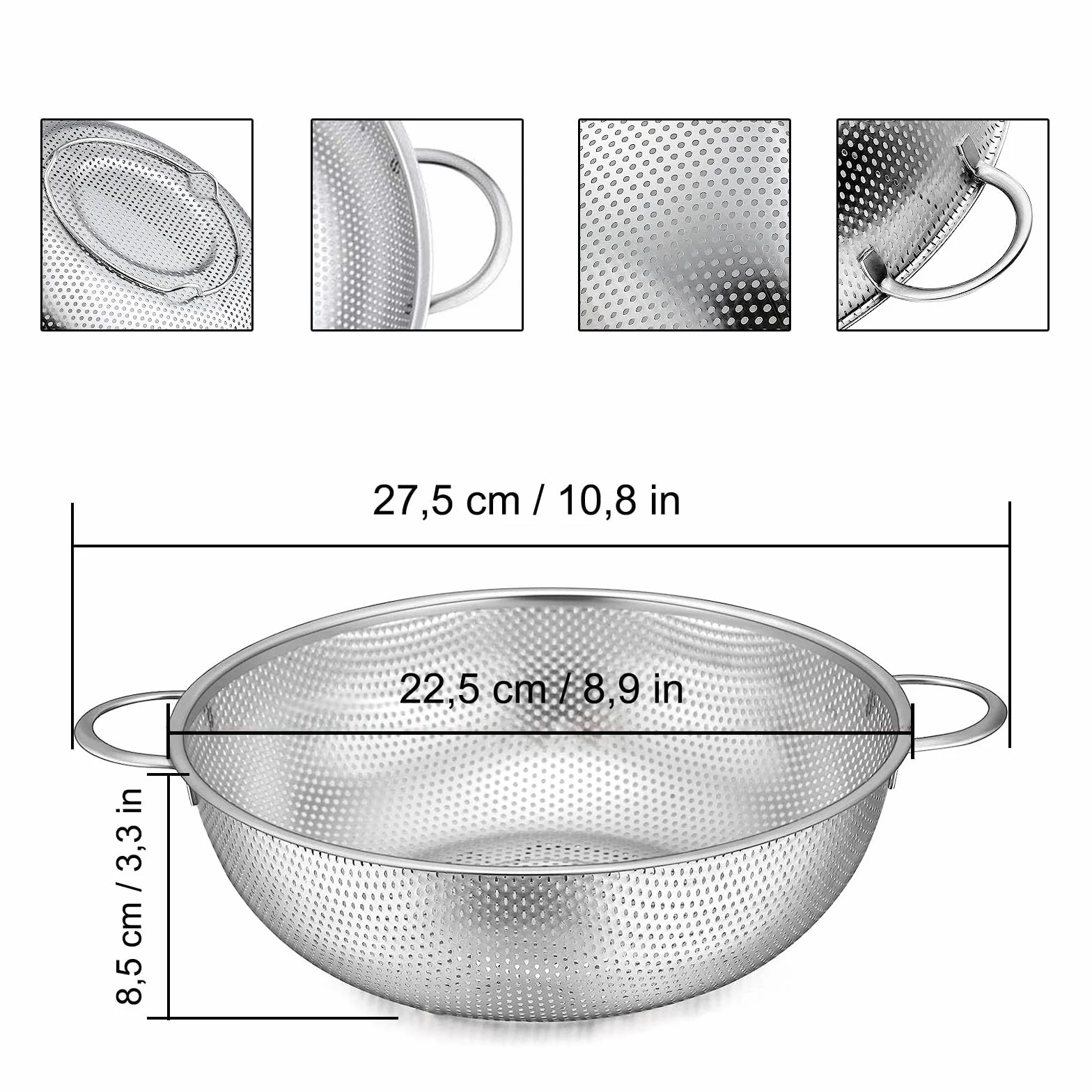 Durszlak kuchenny ze stali nierdzewnej 22 cm sitko do makaronu