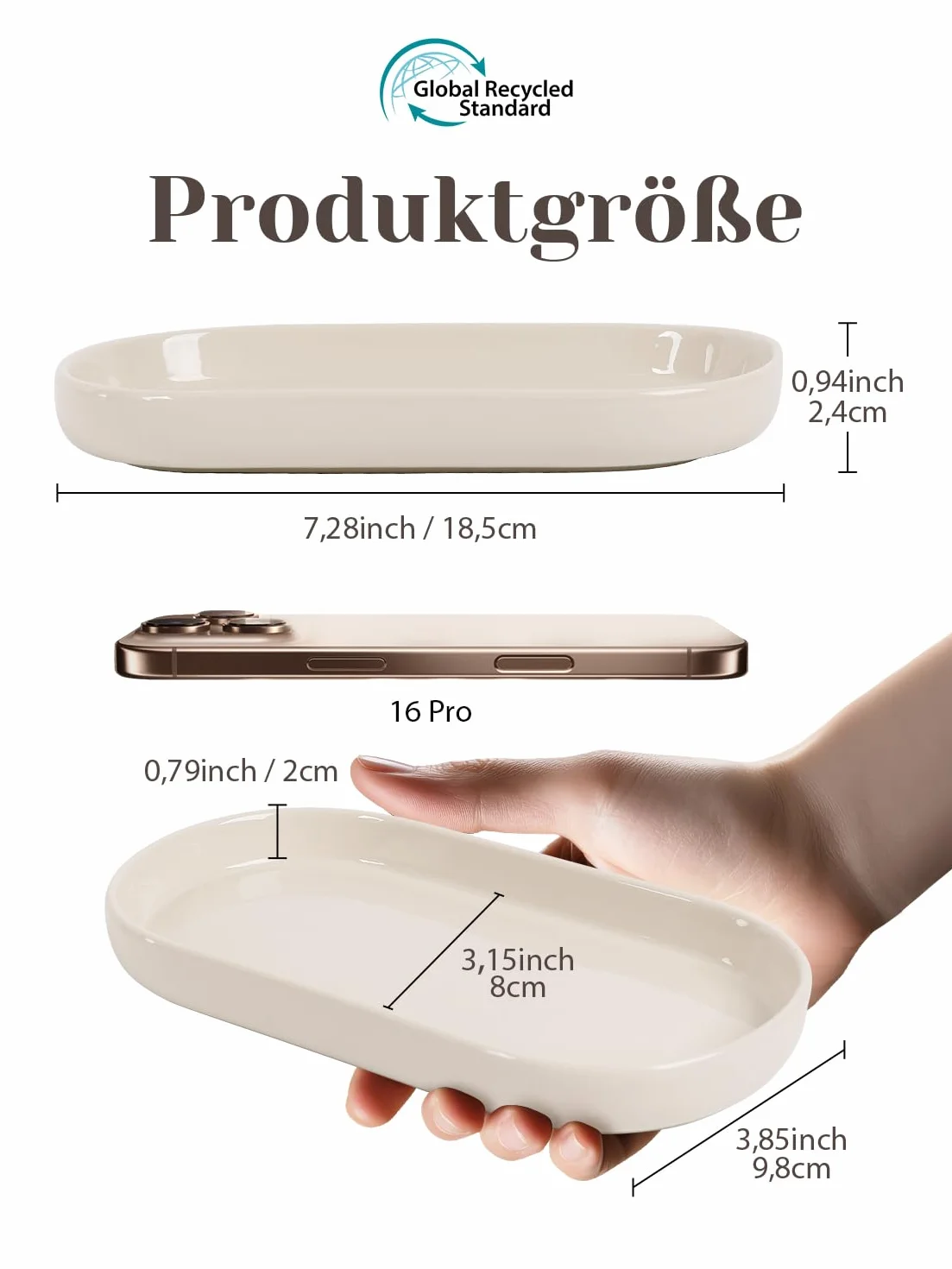 Ceramiczna taca dekoracyjna kremowo-biała mała owalna miska do łazienki