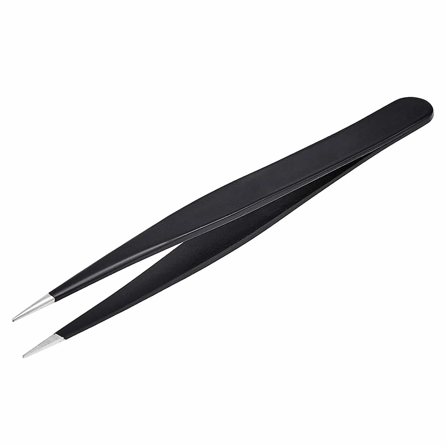 Amazon Basics profesjonalny zestaw pęset do włosków na twarzy, rzęs, brwi, wrastających włosów, wykonany ze stali nierdzewnej, z etui podróżnym, kolor czarny, 4 szt.
