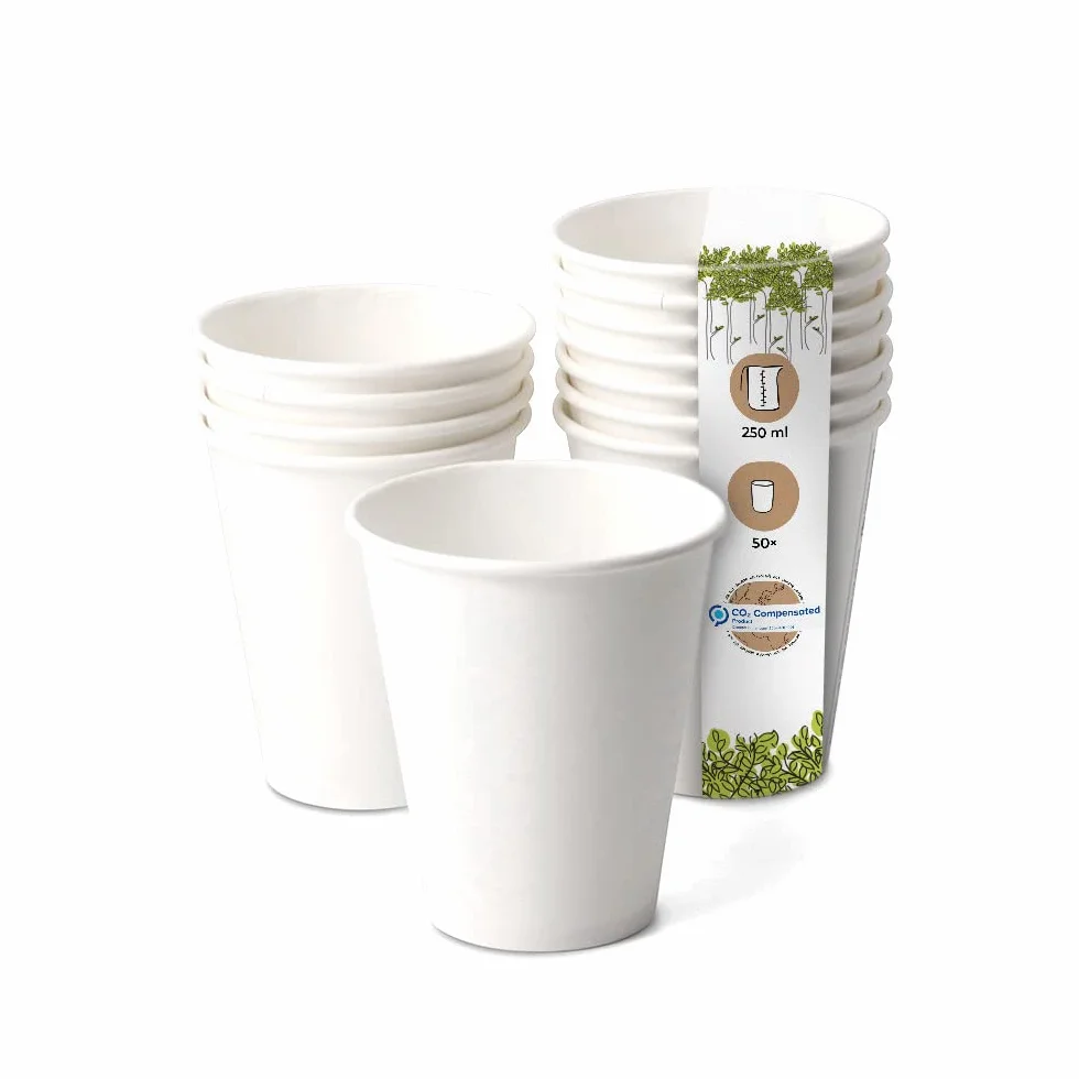 GREENBOX Bio kubki papierowe kompostowalne biodegradowalne do kawy 250 ml 10 oz 50 sztuk