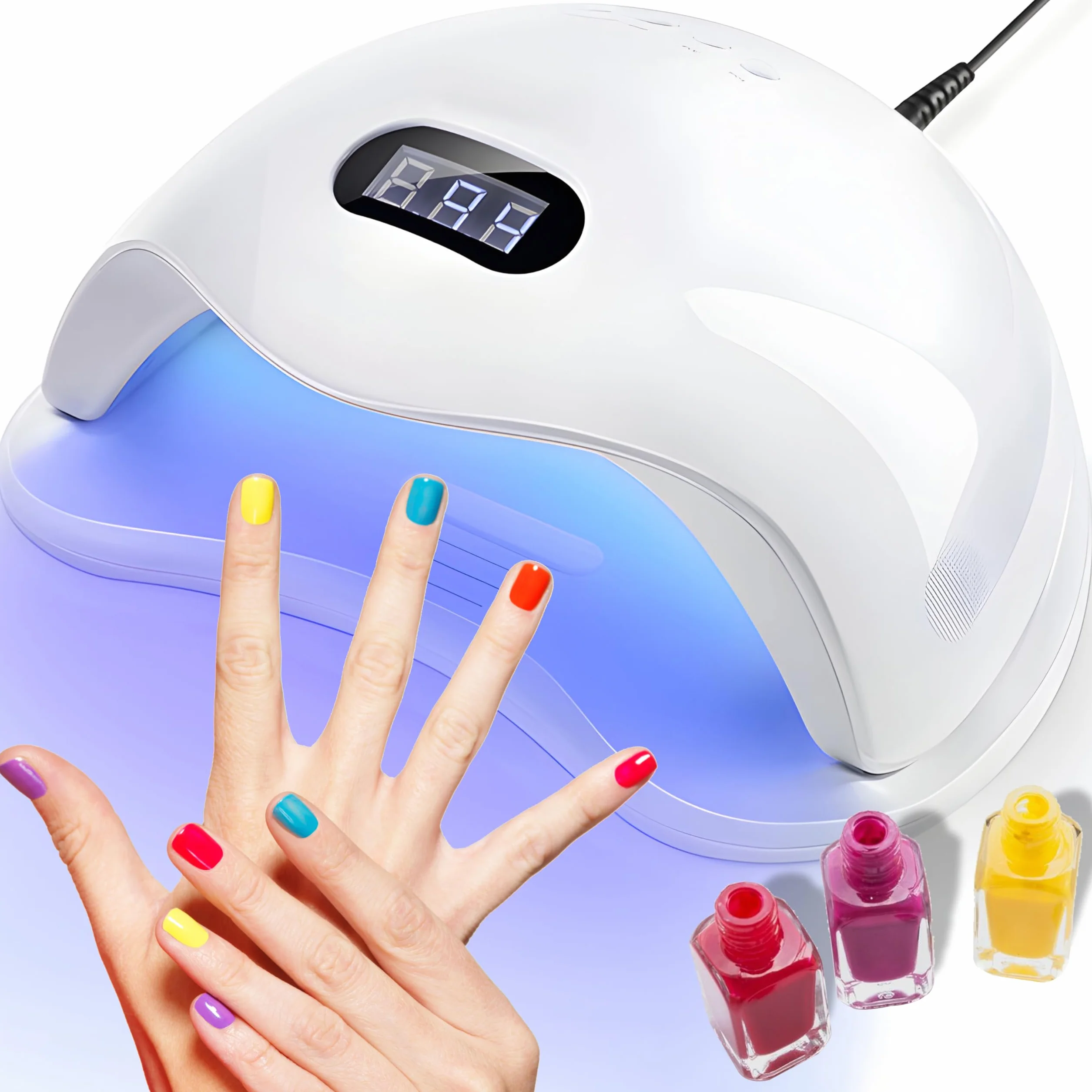 Retoo Suszarka do paznokci 48 W z timerem, wyświetlaczem LCD, czujnikiem podczerwieni, lampa LED UV do paznokci, lampa do paznokci, narzędzie do utwardzania paznokci żelowych