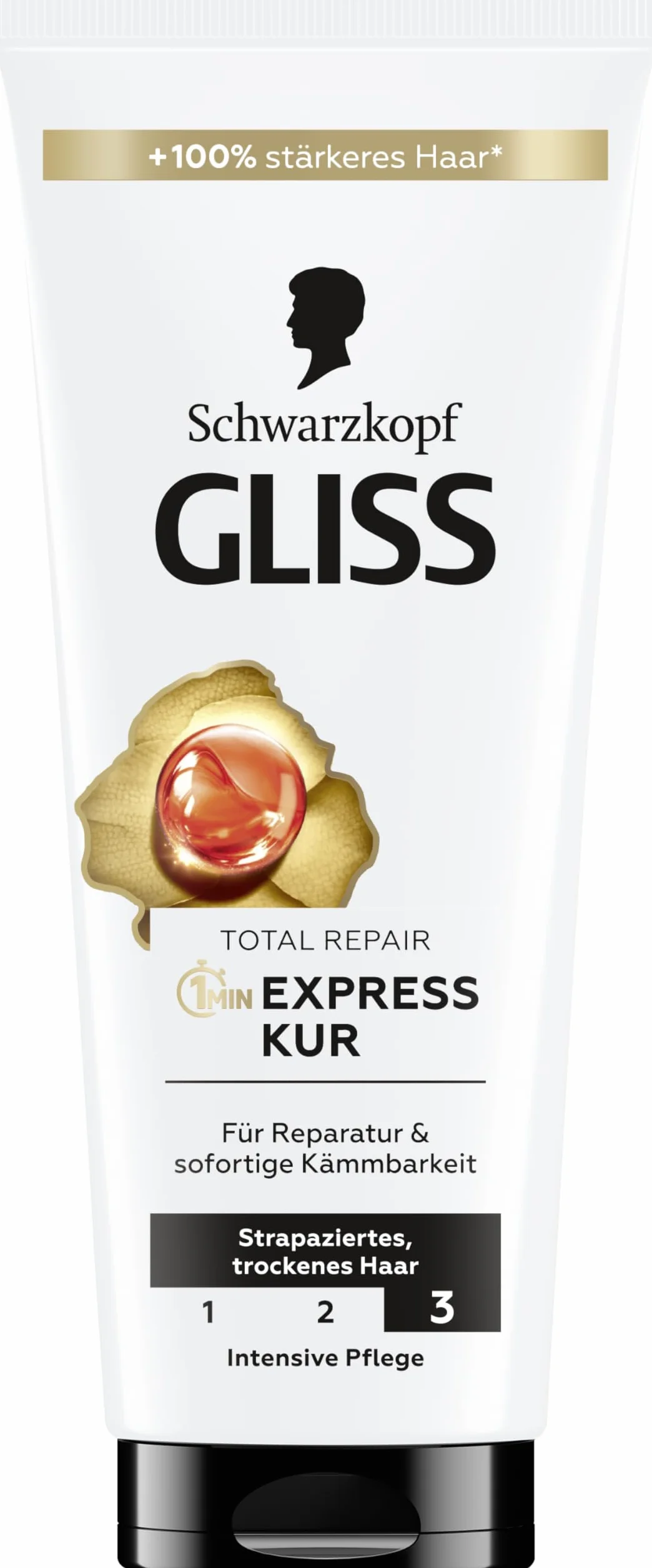Gliss 1-minutowa intensywna kuracja Total Repair (200 ml), kuracja do włosów z płynną keratyną do suchych i zniszczonych włosów, skuteczna już po 1 minucie