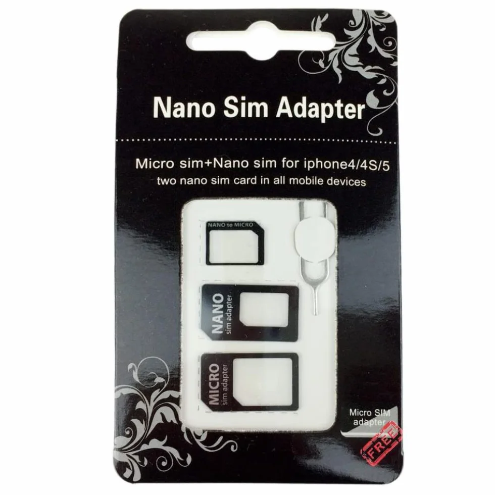 Adapter NANO SIM 4 w 1 (Nano SIM do Micro SIM Card+ Micro SIM na Standard Card + Nano SIM do standardowej karty) + klips do wyjmowania uniwersalnej darmowej karty SIM do wszystkich smartfonów lub