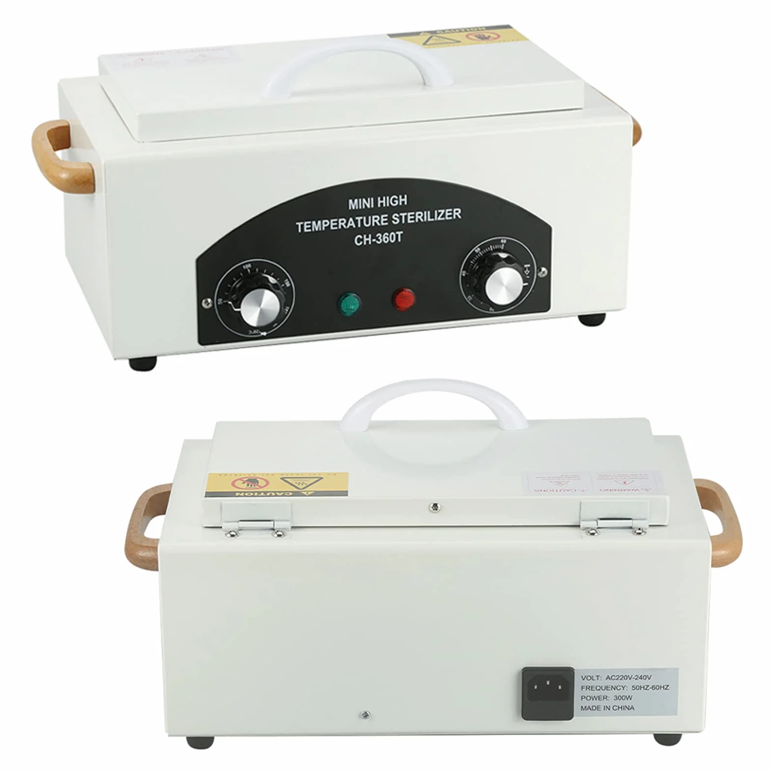 Sterylizator do paznokci, sterylizator do paznokci w temperaturze 200°C, sterylizator w wysokiej temperaturze, 300 W, małe sterylizatory z timerem i regulatorem temperatury, wskaźnik świetlny do