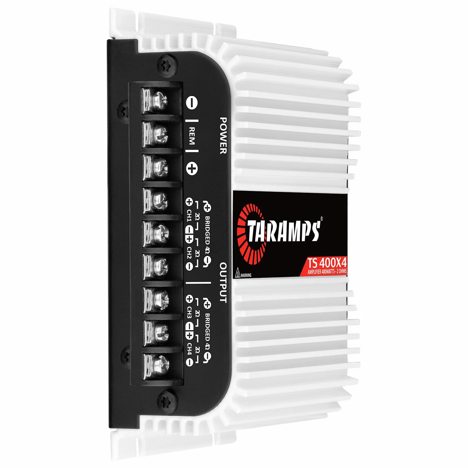 Taramps TS 400 x 4 z automatycznym wejściem wysokiego poziomu, 400 W, RMS, 4 kanały, pełny zakres, samochodowy wzmacniacz audio, klasa wejściowa RCA, 2 kanały, wielokanałowy system wzmacniacza