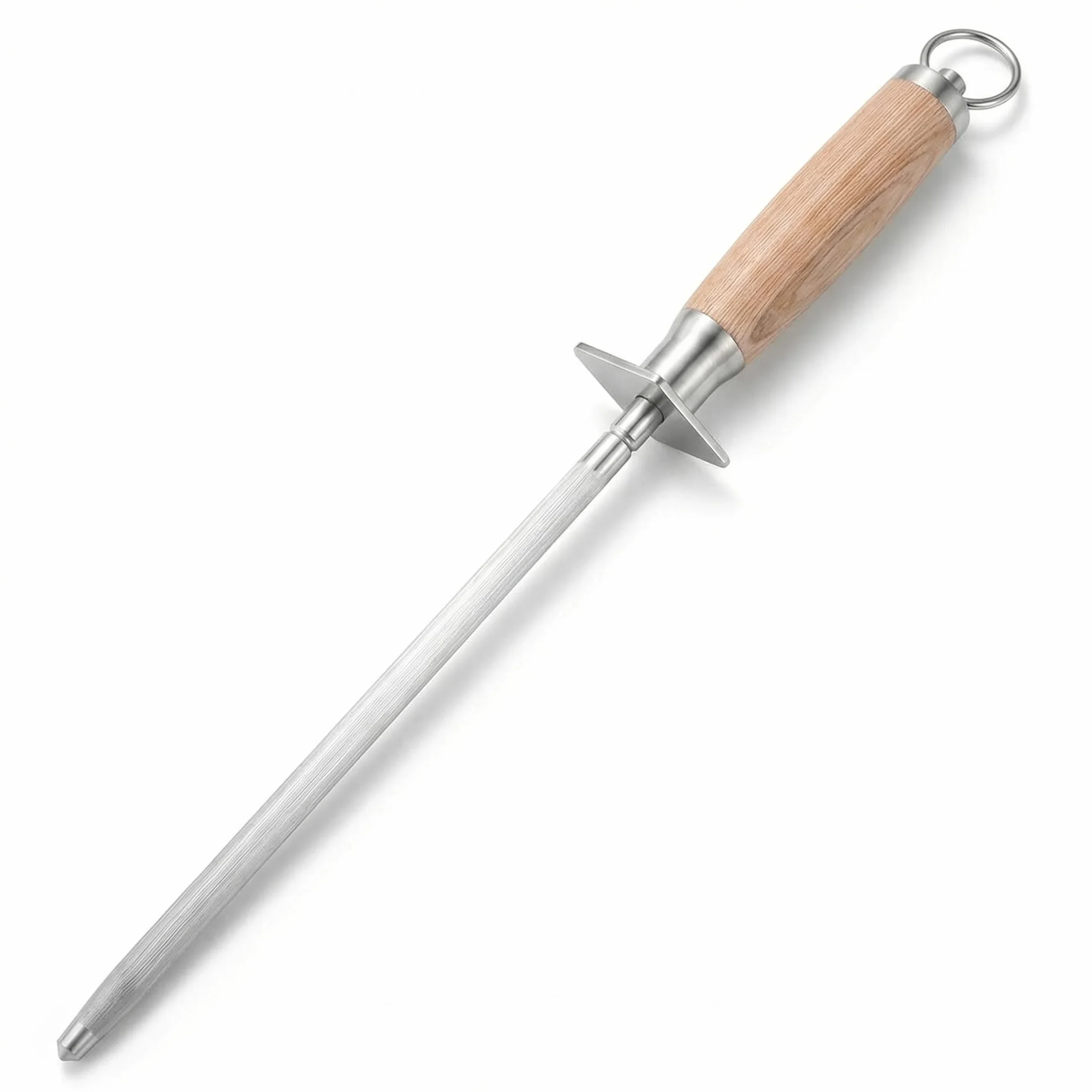 QWORK Pręt do honowania 38 cm stalowy z uchwytem do ostrzenia sztućców