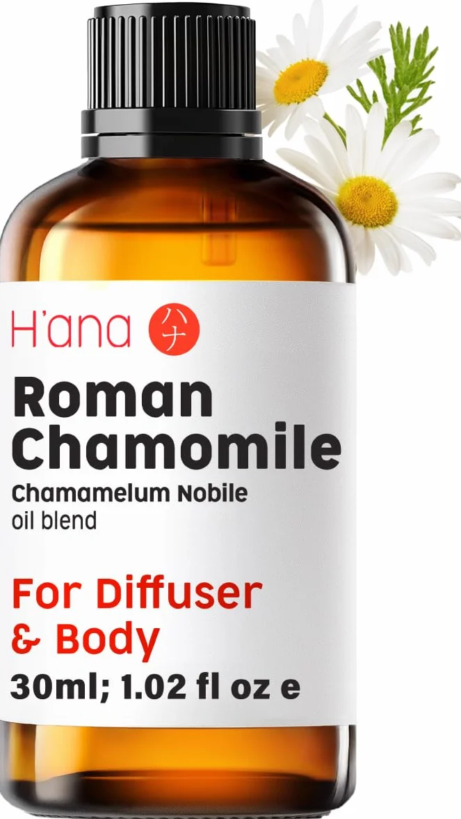 H'ana Olejek Eteryczny z Rumianku Rzymskiego do Dyfuzora i Komfortu Ciała - 100% Naturalny dla Twarzy i Skóry - Aromaterapia (1 Fl Oz)