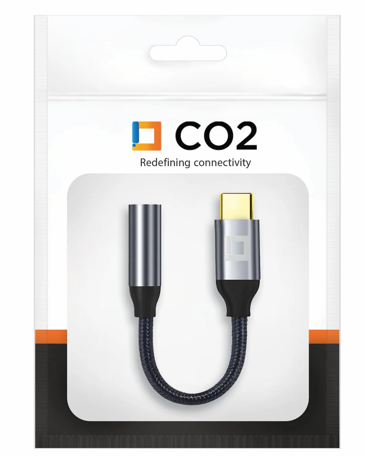 CO2 Adapter USB-C do Mini Jack 3,5 mm AUX z Przetwornikiem DAC 128 kHz HD, Najwyższa Jakość Dźwięku, Aluminium Space Grey, Kabel Kompatybilny z iPhone, MacBook, iPad Pro, Samsung (DAC)