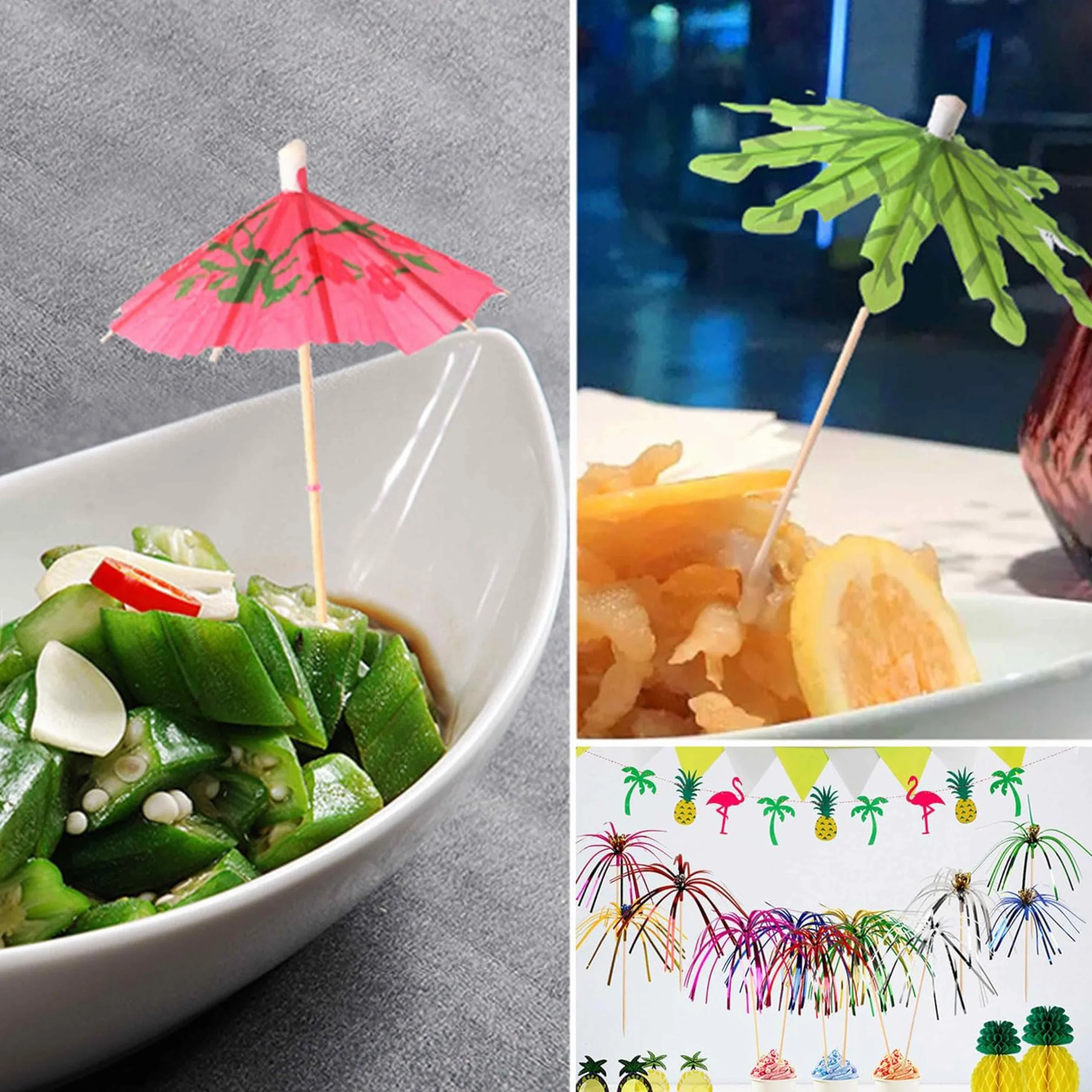 70 sztuk parasoli koktajlowych 3D Flaming Ananas Pszczoła Pszczoła Dekoracje Koktajlowe na drinki na wesele przyjęcie letnie urodziny dekoracja (mieszane kolory)