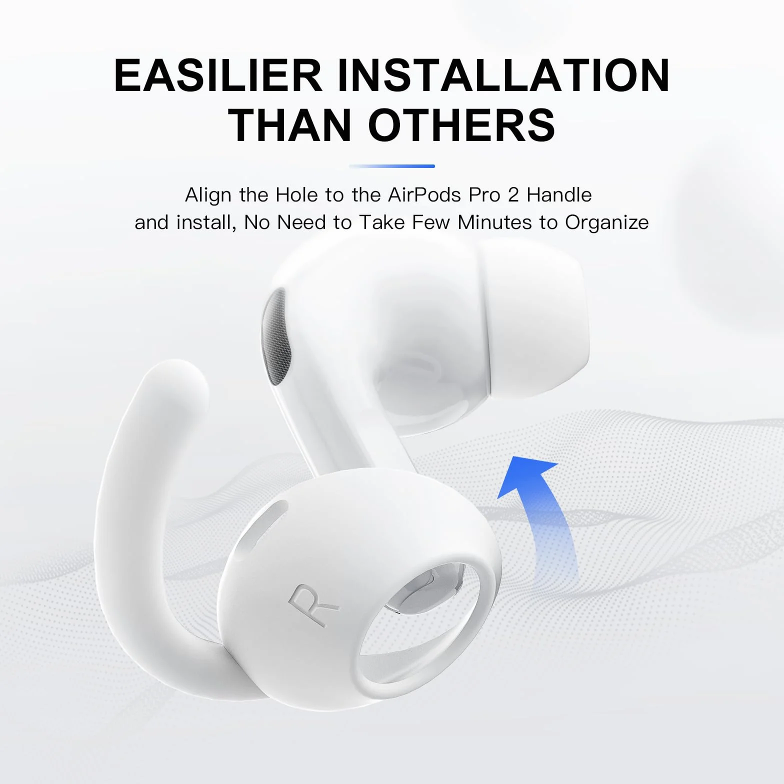 ICARER 4 pary haczyków na uszy do AirPods Pro 2, zestaw słuchawkowy do aktywności sportowych, zapobiegające zgubieniu, nauszniki, końcówki z etui do przechowywania do Apple AirPods Pro 2 2022, białe