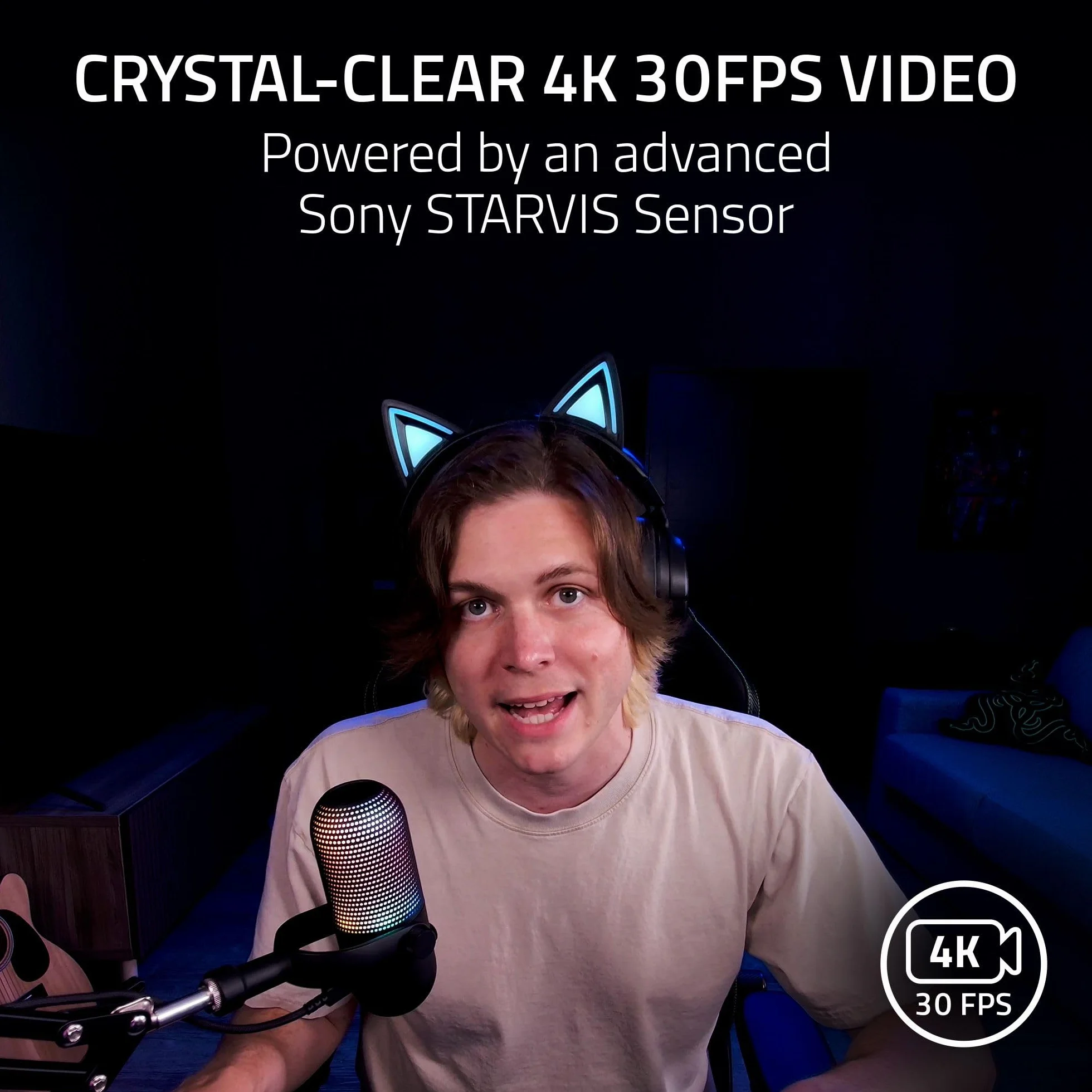 Razer Kiyo V2 – kamera internetowa 4K 30 klatek na sekundę z technologią AI – wysoki zakres dynamiczny – ultraszerokokątny obiektyw – kompatybilna z OBS i Xsplit | Biały