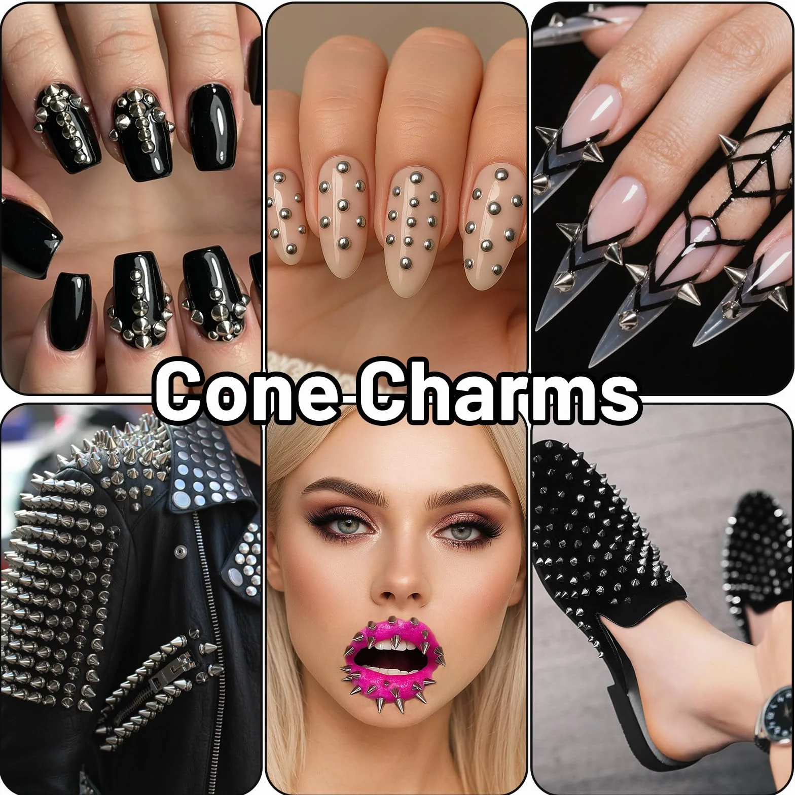 3 pudełka Nail Charms Gothic wisiorki do paznokci 3d mini niedźwiedzi Punk paznokcie Charm stożki kolce biżuteria do paznokci Nail Art kolczyki paznokci kamienie do paznokci złotnictwo akcesoria do
