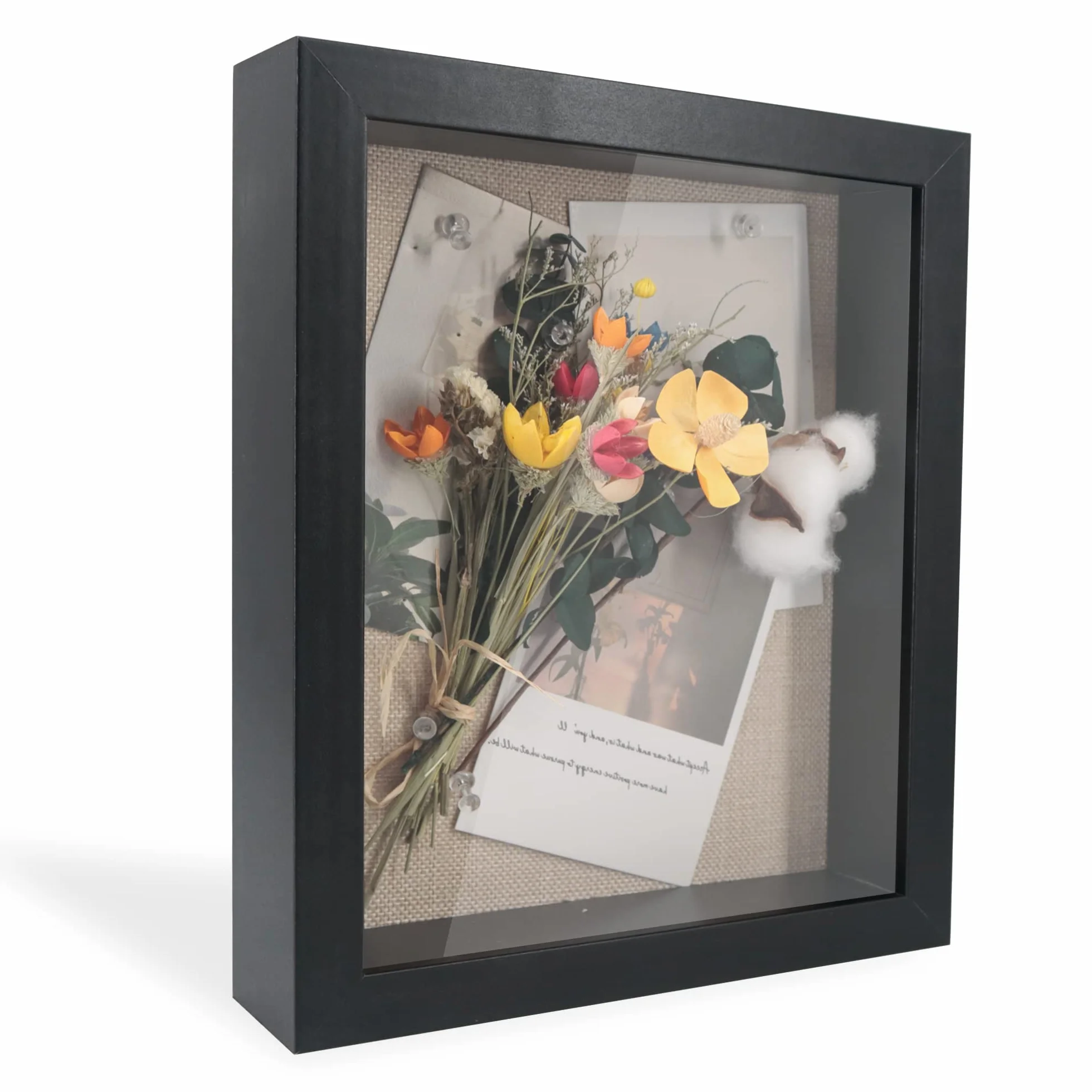 GraduationMall Czarne pudełko na cienie, 8 x 10, 3D, głębokie, z lnianym tyłem, idealne do pamiątek, zdjęć, kwiatów, medali, biletów, blatu i powieszenia na ścianie