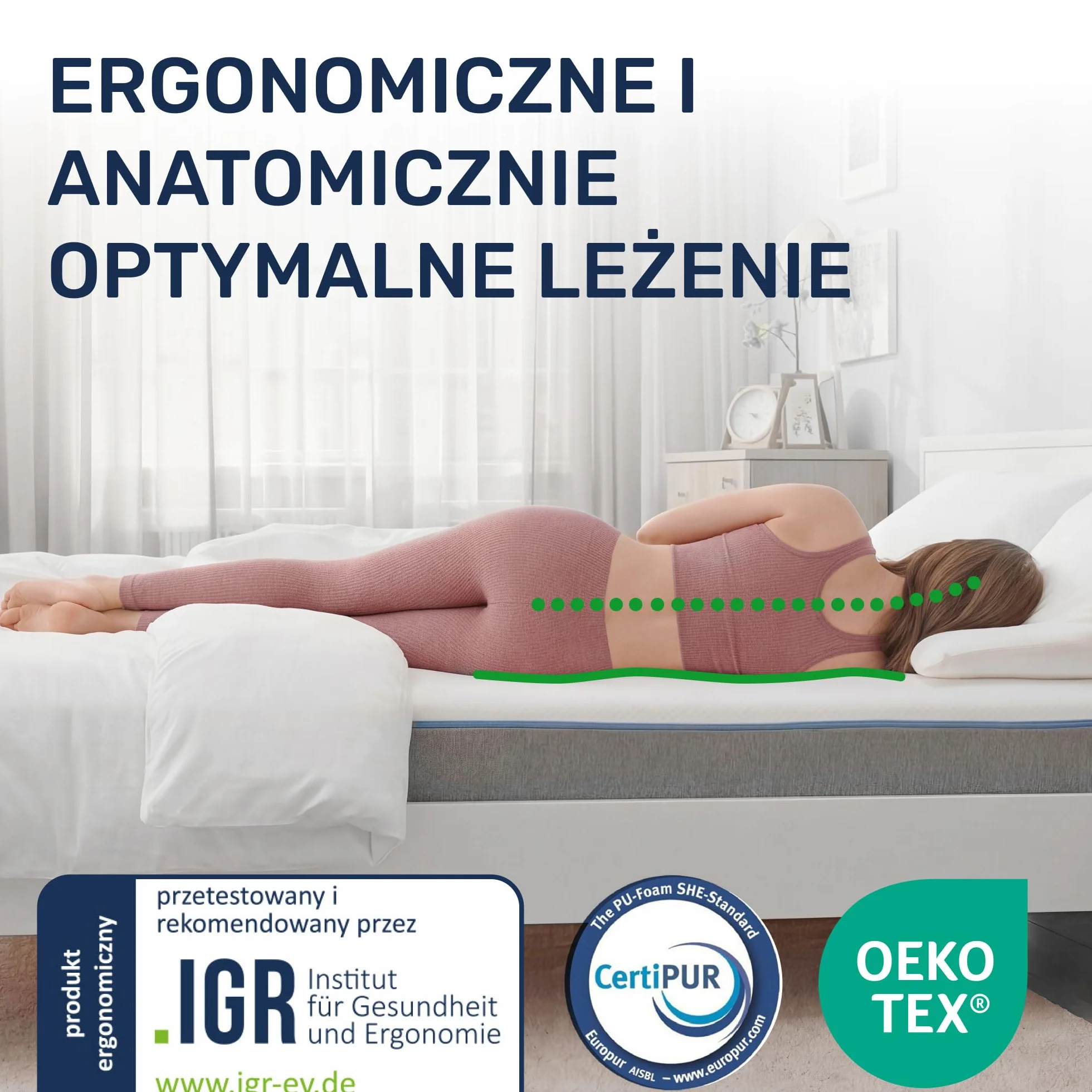 Materac nawierzchniowy wiskoelastyczny Dailydream Model M 90x190x5cm Aloe Vera