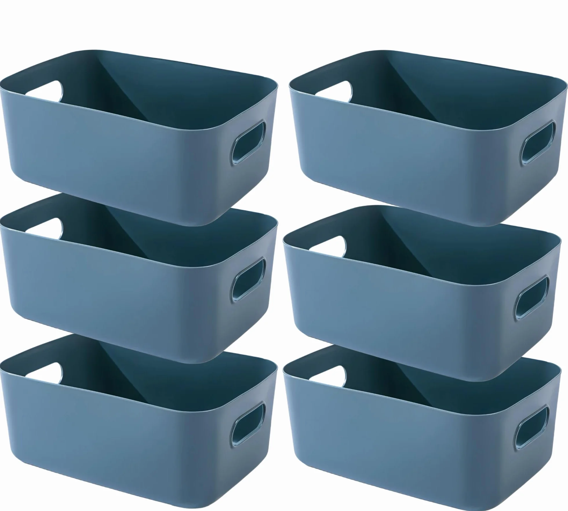 Plastikowy Kosz do Przechowywania z Uchwytami Niebieski 20×14.7×7 cm 6 sztuk