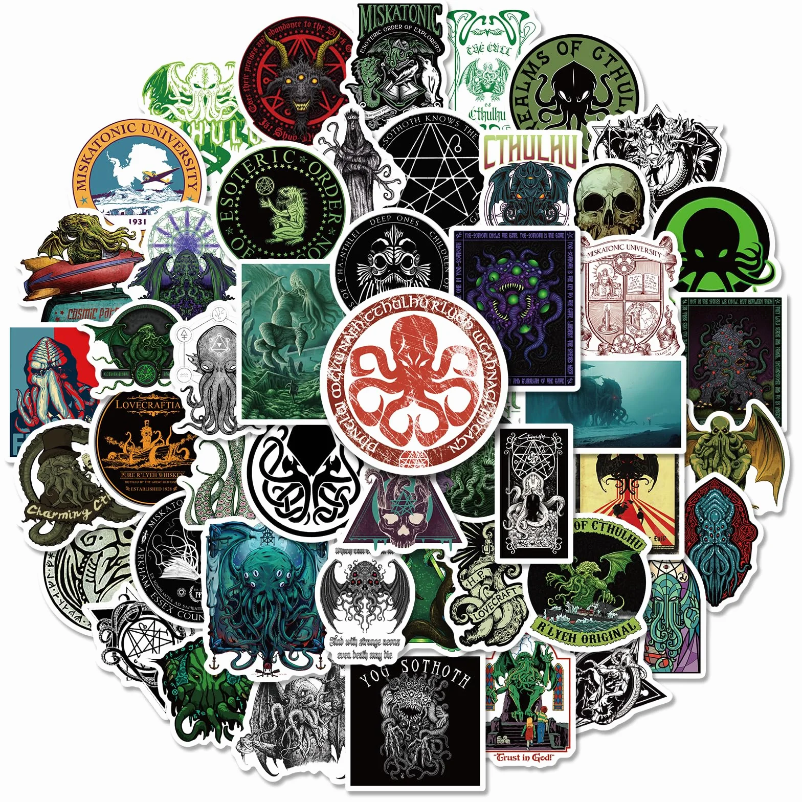 Cthulhu Naklejki anime 50 sztuk, wodoodporne winylowe naklejki anime na laptopa, kask, motocykl, walizkę, rower, deskorolkę, zestaw naklejek dla dorosłych