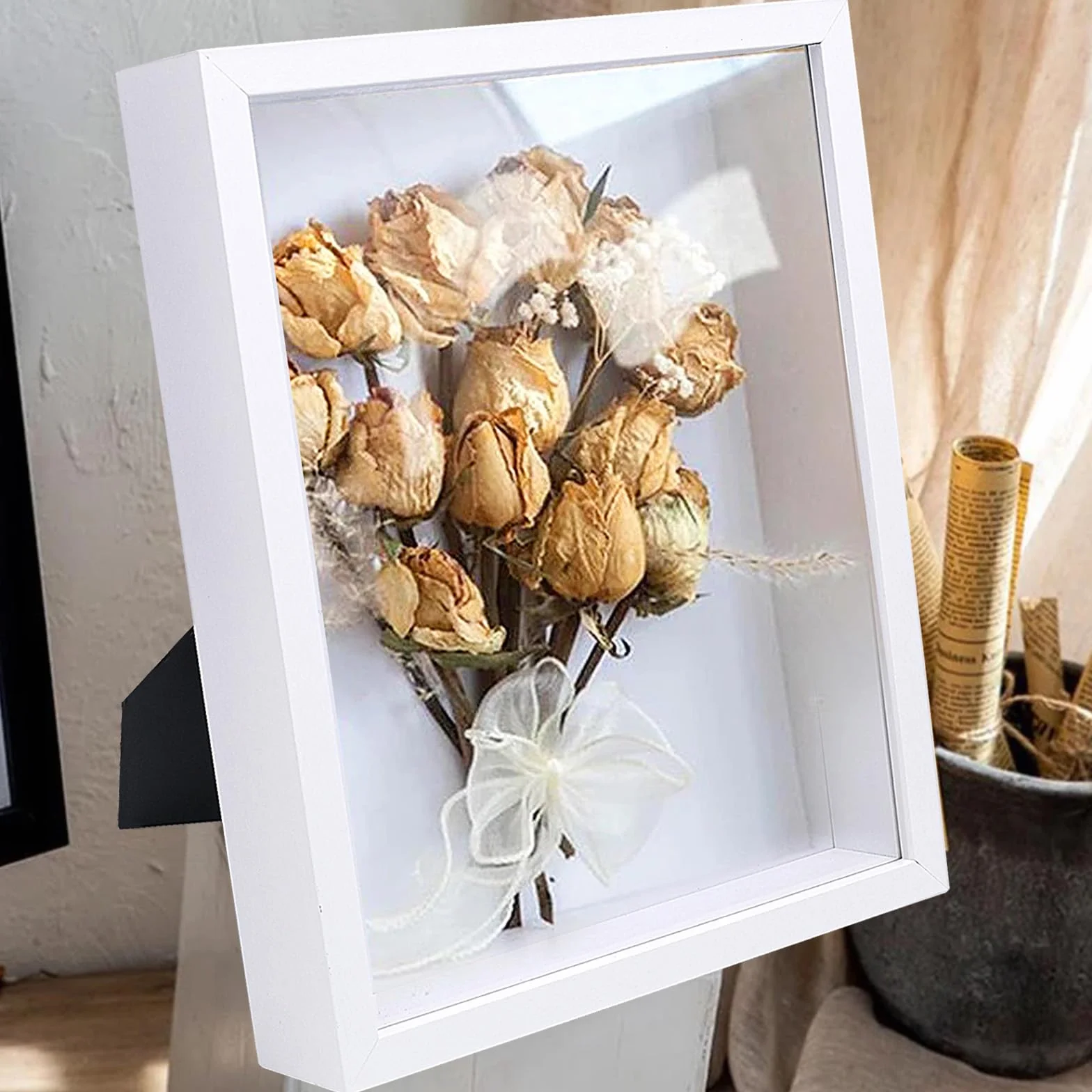 Drewniana ramka 3D do zdjęć biała 20x25 cm