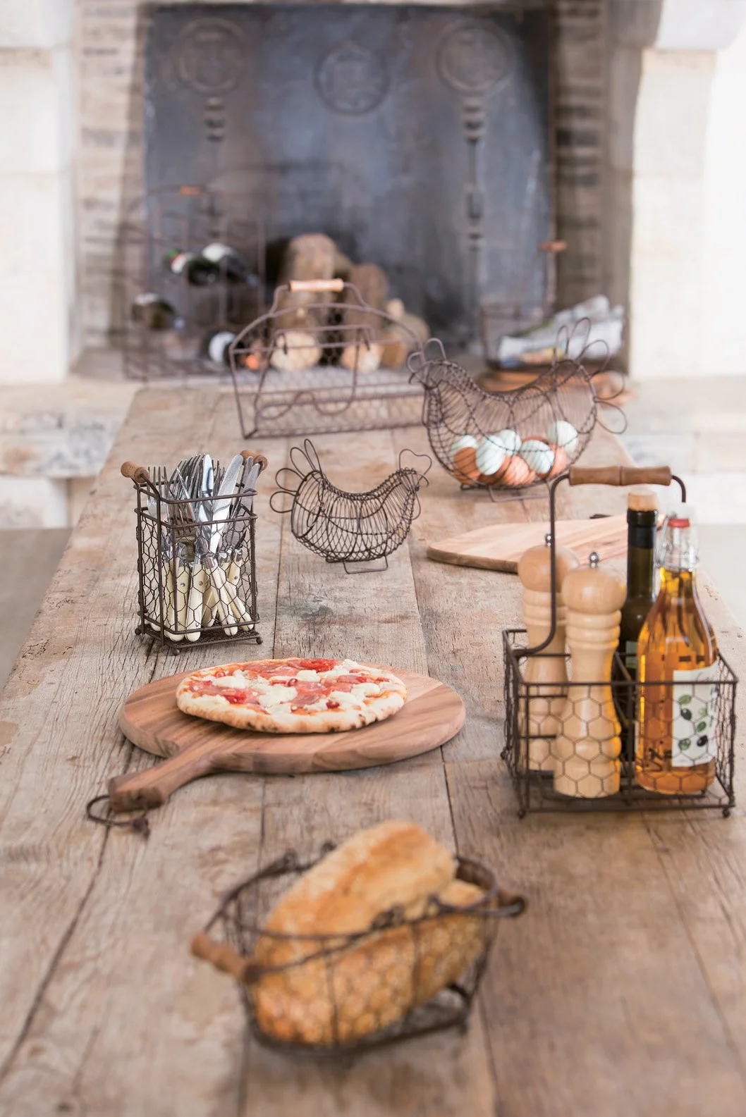 T&G Woodware Provence 4 uchwyty na butelki drewno brązowy drut