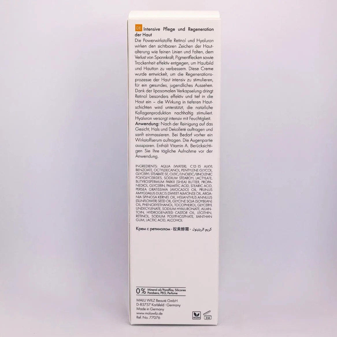 Malu Wilz Retinol Intensive Cream 50 ml – pielęgnujący krem retinolowy z efektem anti-aging dla odmłodzonej skóry, witamina A do naturalnej regeneracji skóry