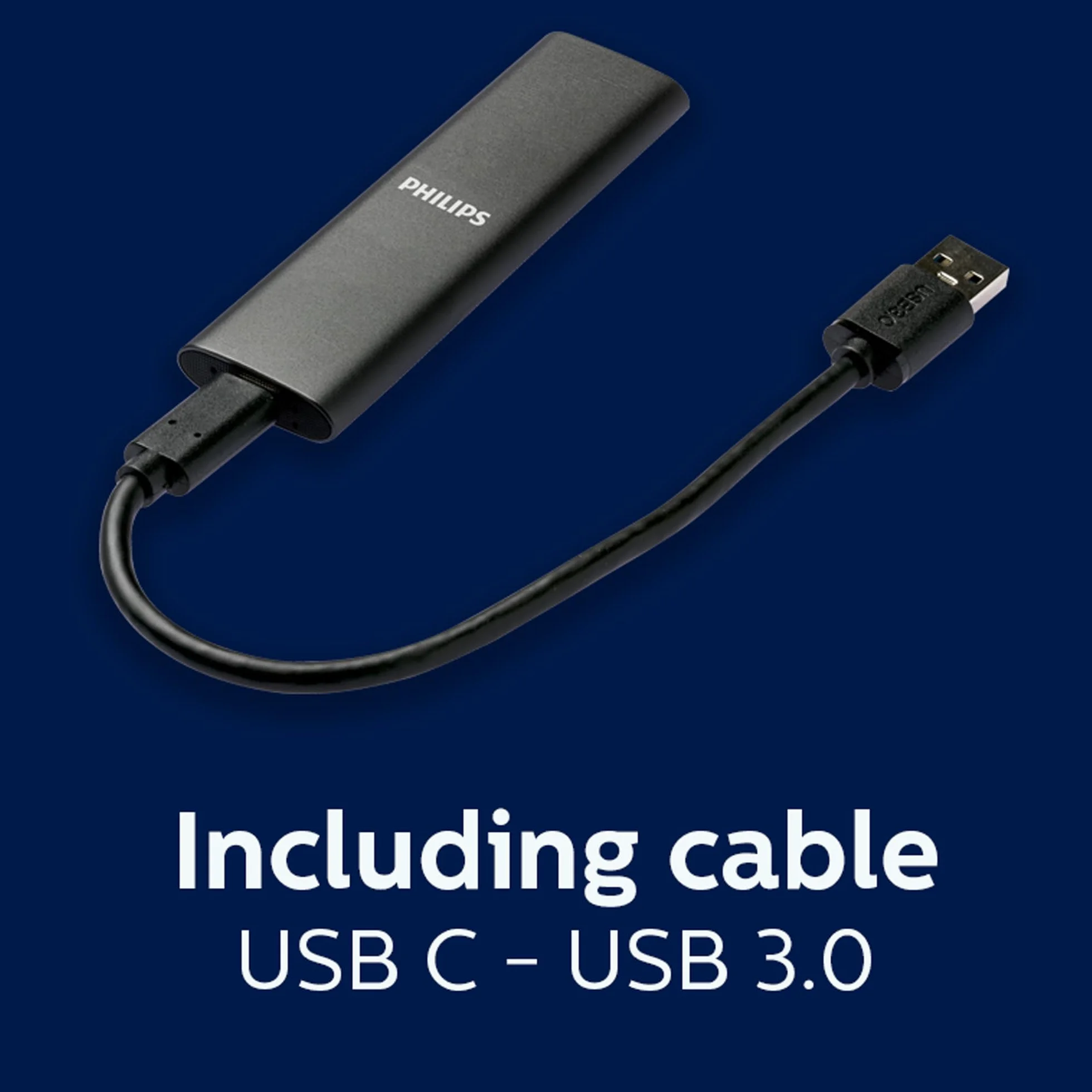 PHILIPS Przenośny zewnętrzny dysk SSD 250 GB - Ultra Slim SATA Ultra Speed USB-C - USB, Odczyt do 540 MB/s, zapis do 540 MB/s, aluminium