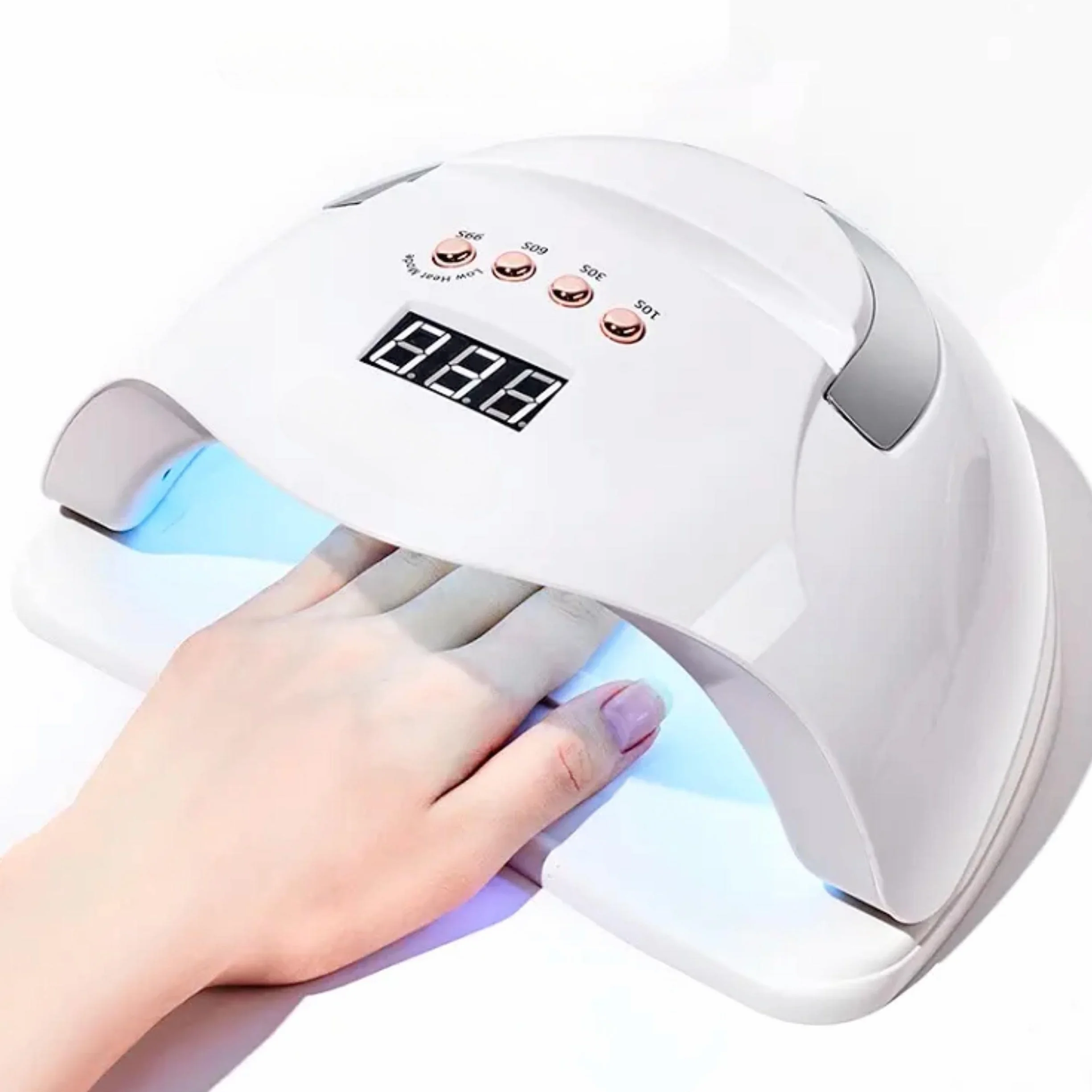 INLAQ® Max Dual UV/LED lampa do paznokci – 220 W, biała lampa do hybrydowych lakierów do paznokci i żeli, z uchwytem na telefon komórkowy i czujnikiem ruchu
