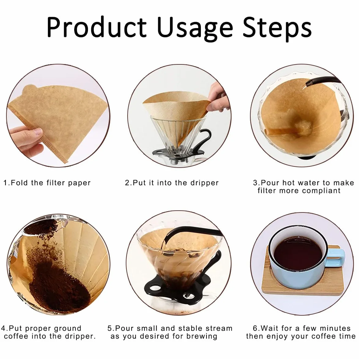 100 sztuk stożkowych filtrów do kawy, do ekspresów 2-4 filiżanki, niebielone jednorazowe naturalne filtry bez chemikaliów, kompatybilne z stożkowym zaparzaczem do kawy typu pour over i ekspresem