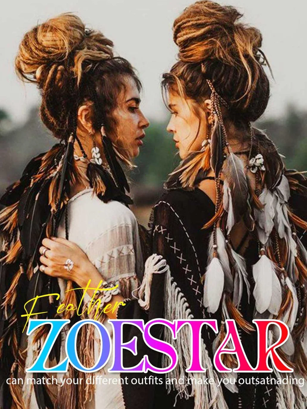 Zoestar Opaska na głowę w stylu boho, pióra, frędzle, hipisowskie opaski na głowę, indiańskie, plemienne, nakrycie głowy, festiwal, akcesoria do włosów dla kobiet (styl 2, jeden rozmiar)