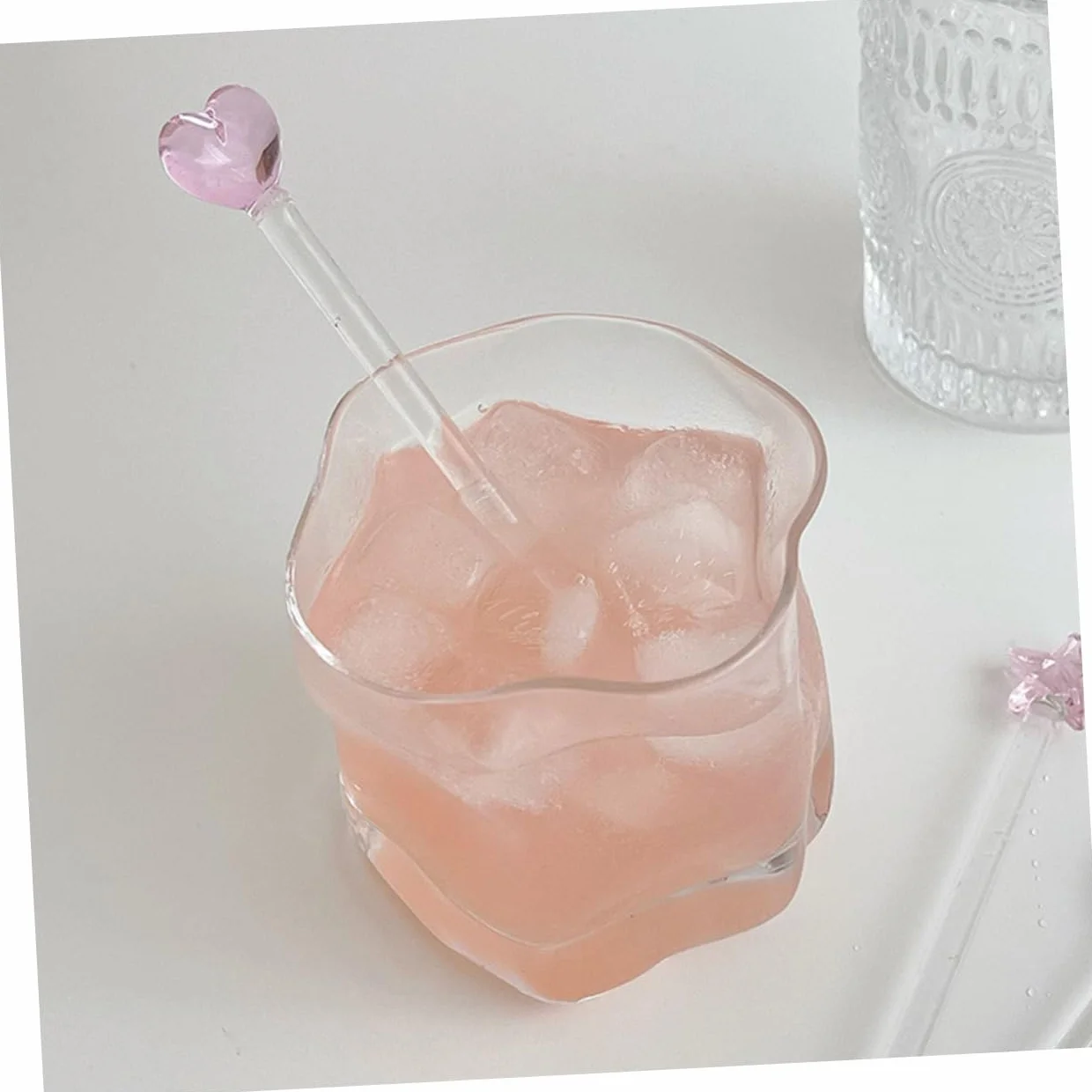 COLLBATH 4 sztuki Przezroczyste Szklane Pałeczki do Mieszania Drinków Koktajli z Ergonomicznym Uchwytami