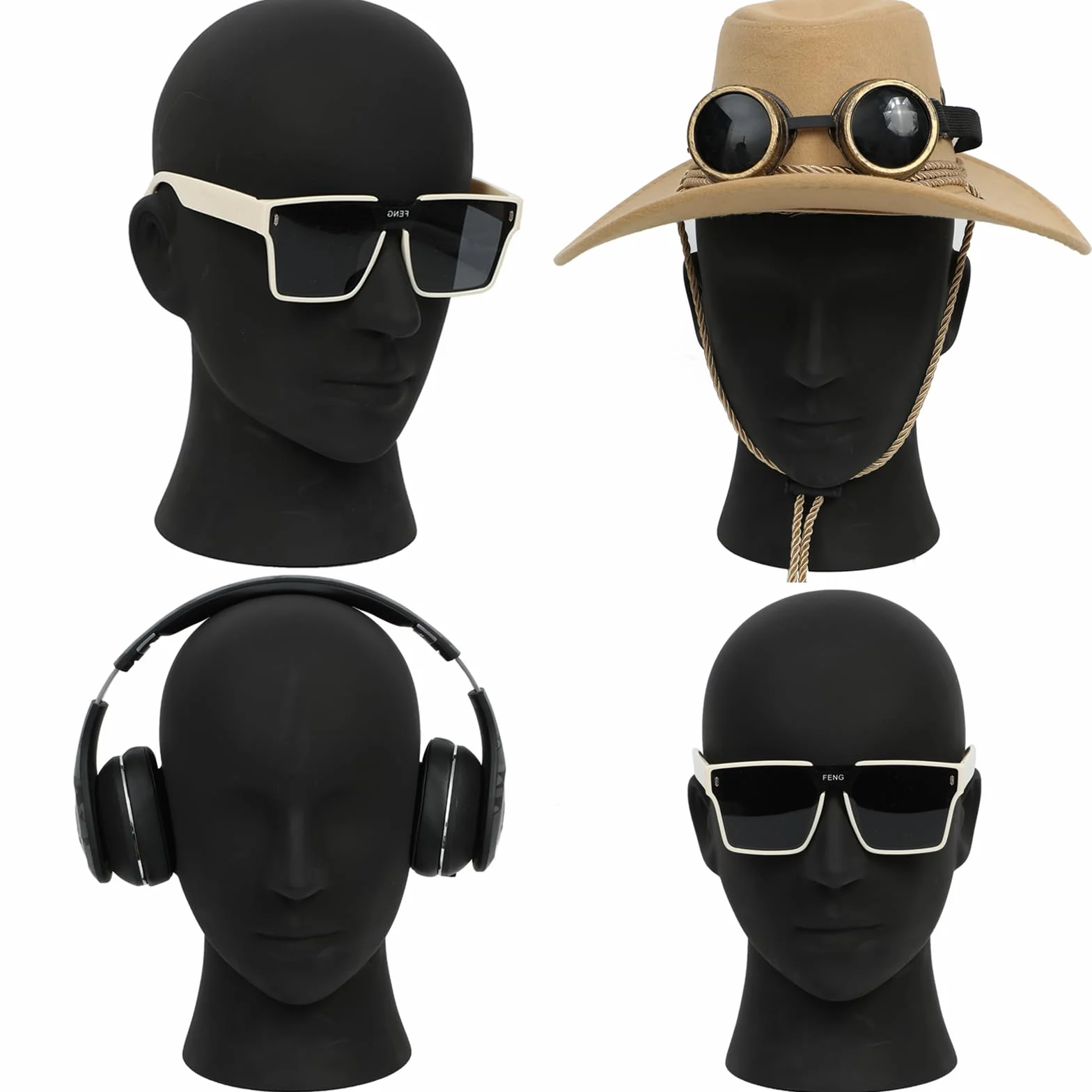 Głowa manekina błyszcząca profesjonalna głowa PVC męska-dorosła manekina wyświetlacz głowy do okularów,kapelusz,konsola do gier,peruki,słuchawki (Matte black)