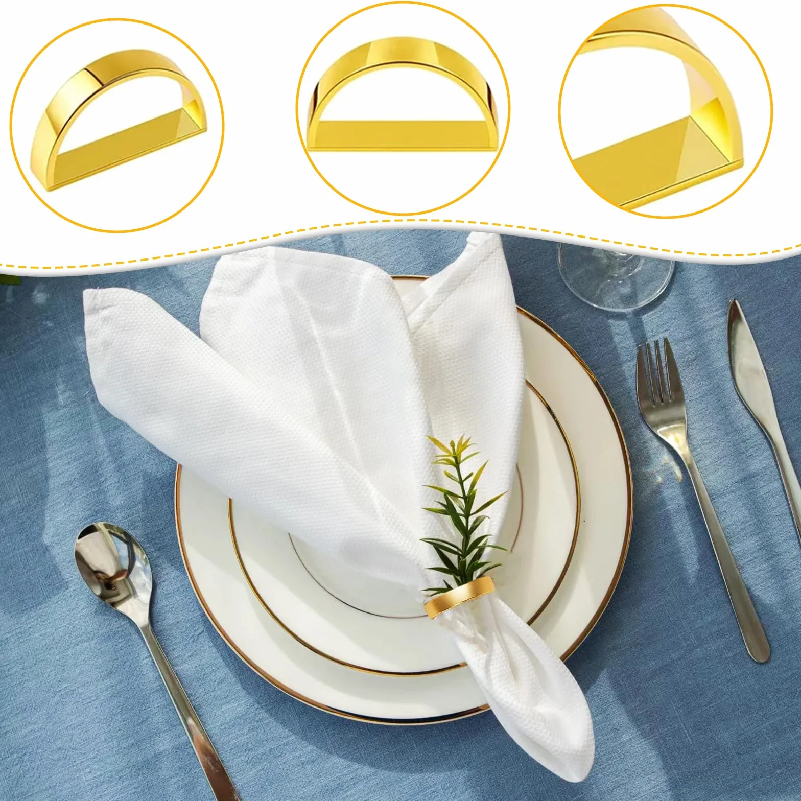 Pierścienie na serwetki złote 12 szt. Eleganckie klamry do serwetek, Pierścienie na serwetki Boże Narodzenie Napkin Rings z metalu do dekoracji stołu Walentynki Wielkanoc Wesele Boże Narodzenie