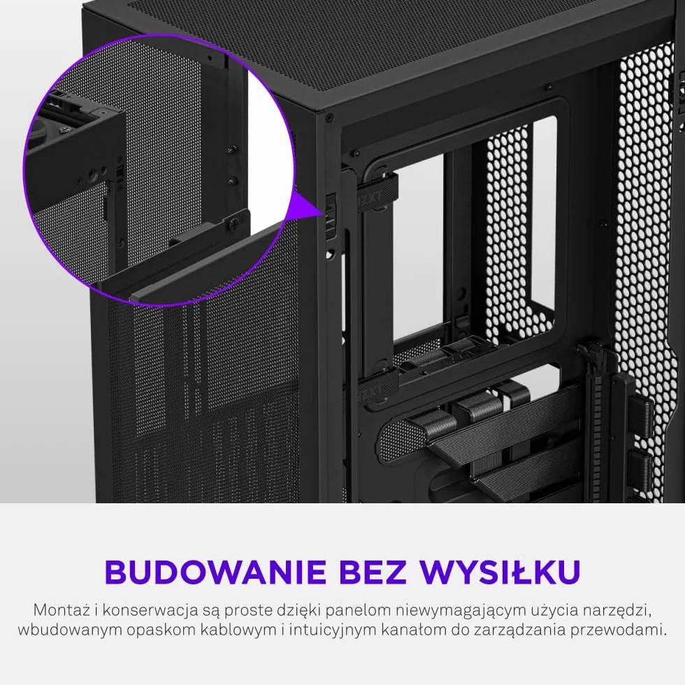 NZXT H2 Flow – obudowa PC Mini-ITX 20,7 l o wysokim przepływie powietrza – zawiera 2 wentylatory górne 120 mm i kabel riser PCIe 5.0 – karta graficzna 331 mm – radiator 280 mm – Czarny