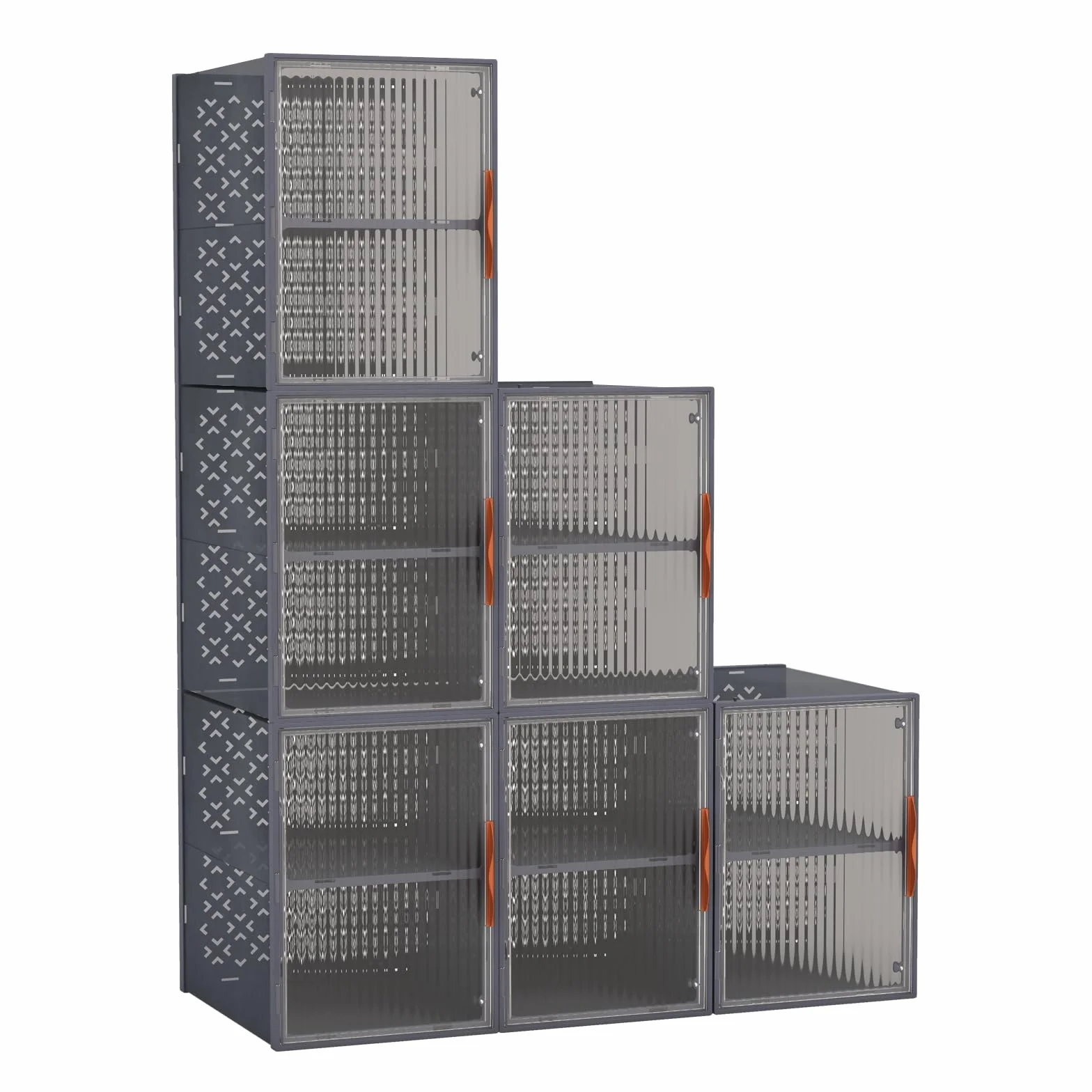 GIANTEX Zestaw 6 pudełek na buty, przezroczyste pojemniki z magnetycznymi drzwiami, modułowy organizer do szafy