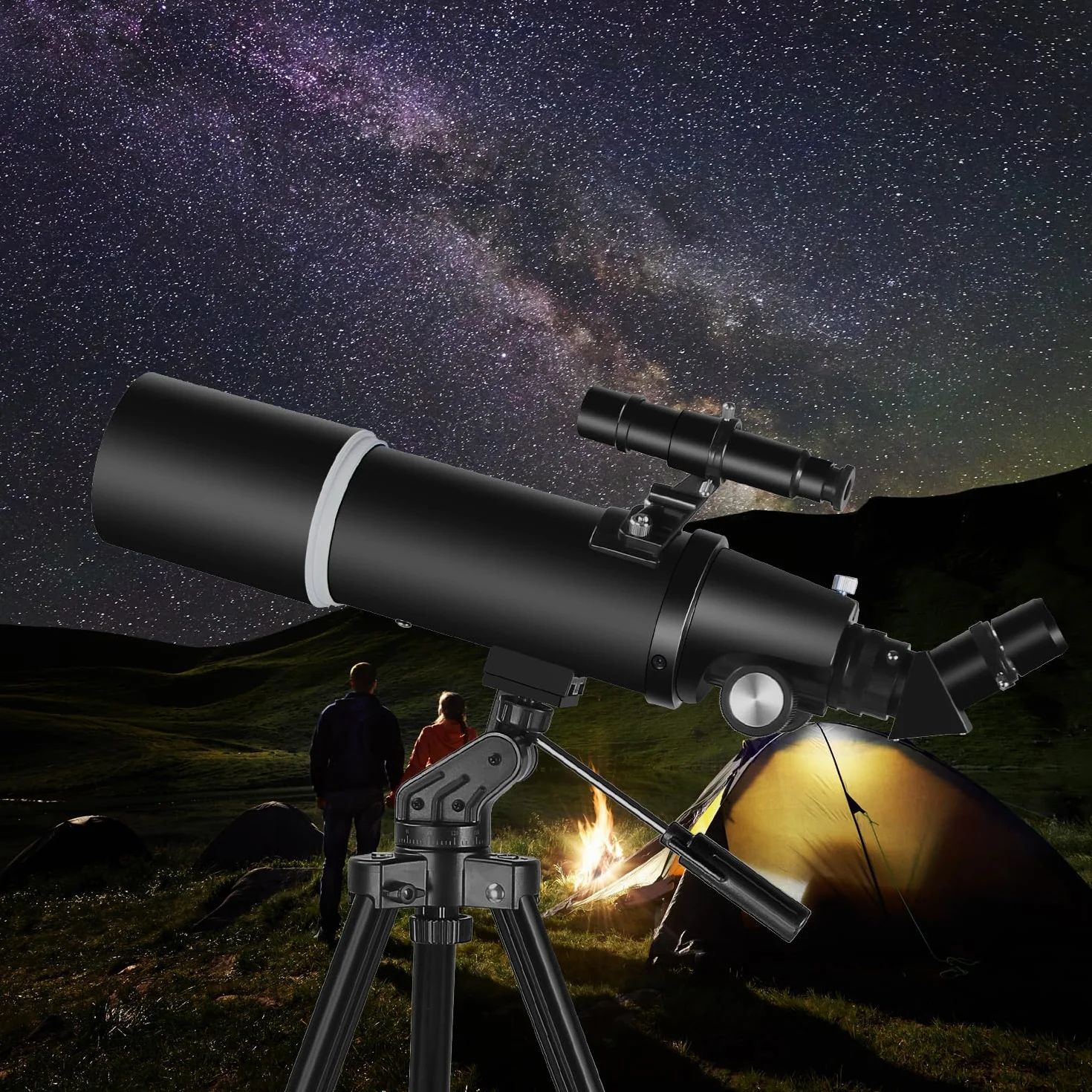 Teleskop, teleskop astronomiczny dla dorosłych, 80mm przysłona 600mm przenośny teleskop podróżny dla początkujących i dzieci z statywem, adapterem do telefonu, plecakiem