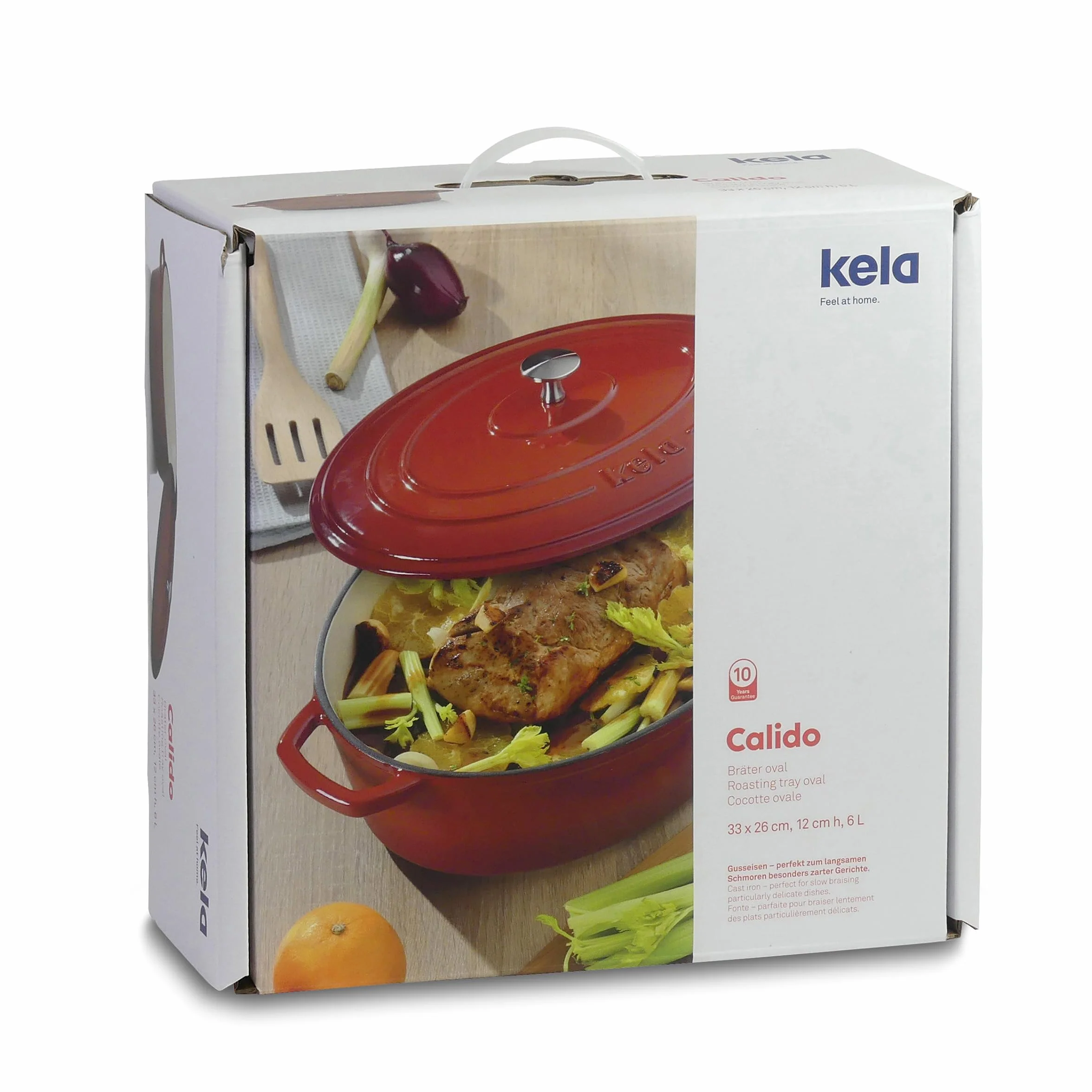 Kela żeliwna zapiekanka z pokrywką 9,5 l emaliowana czerwona owalna